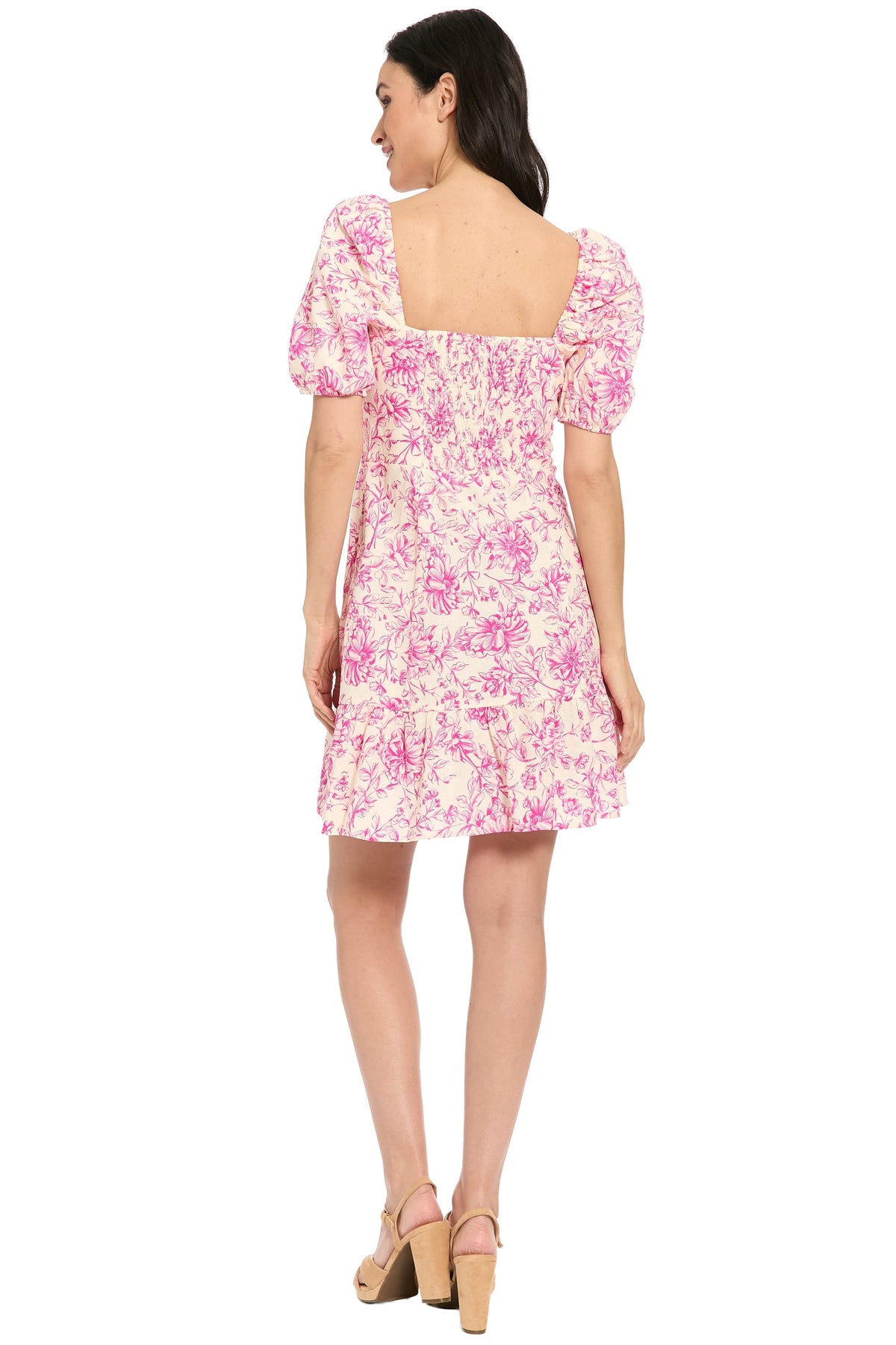 Kristin Knee Length in Floral Toile Linen - FINAL SALE