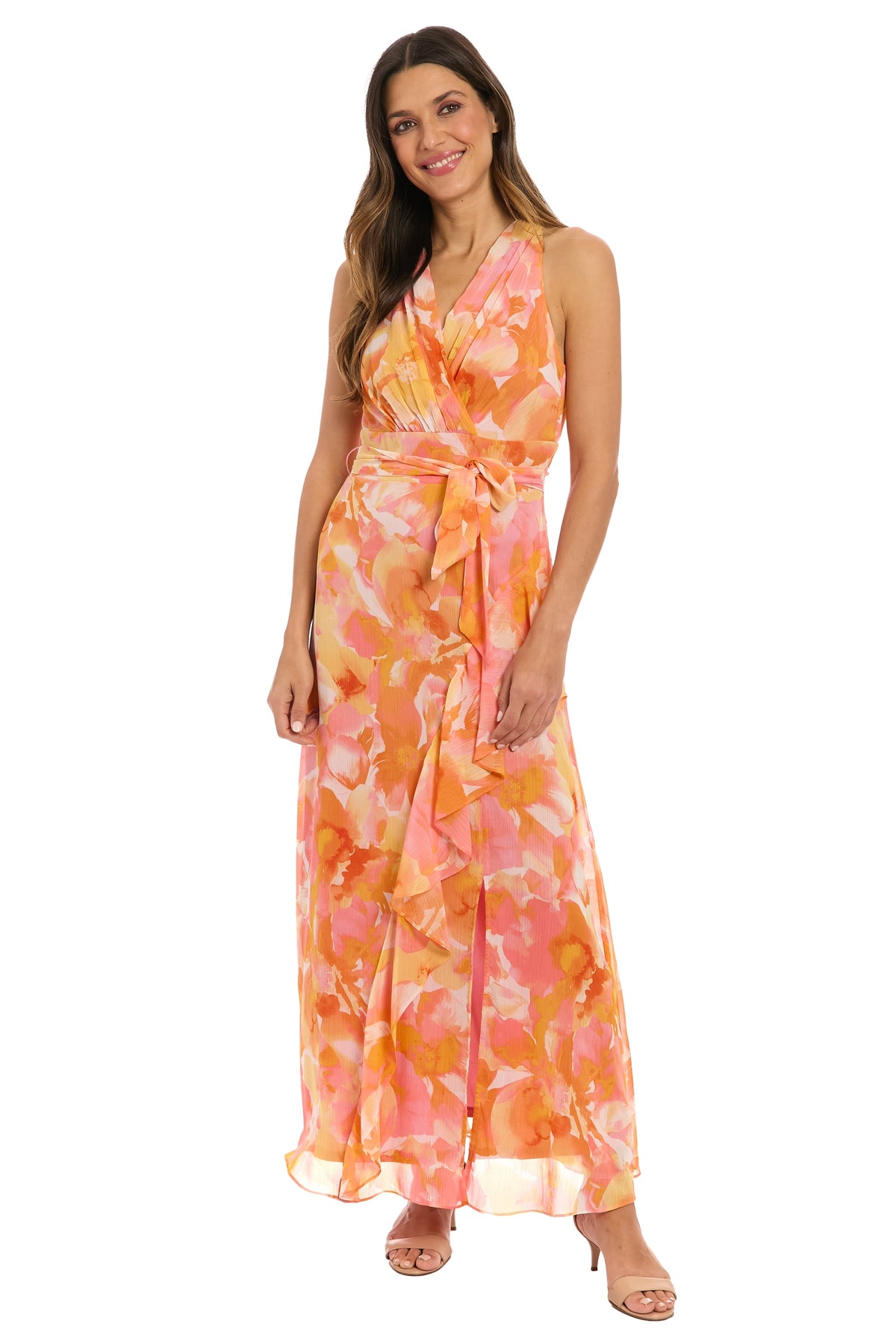 Amberlyn Curve Halter Maxi in Pansy Blast - FINAL SALE