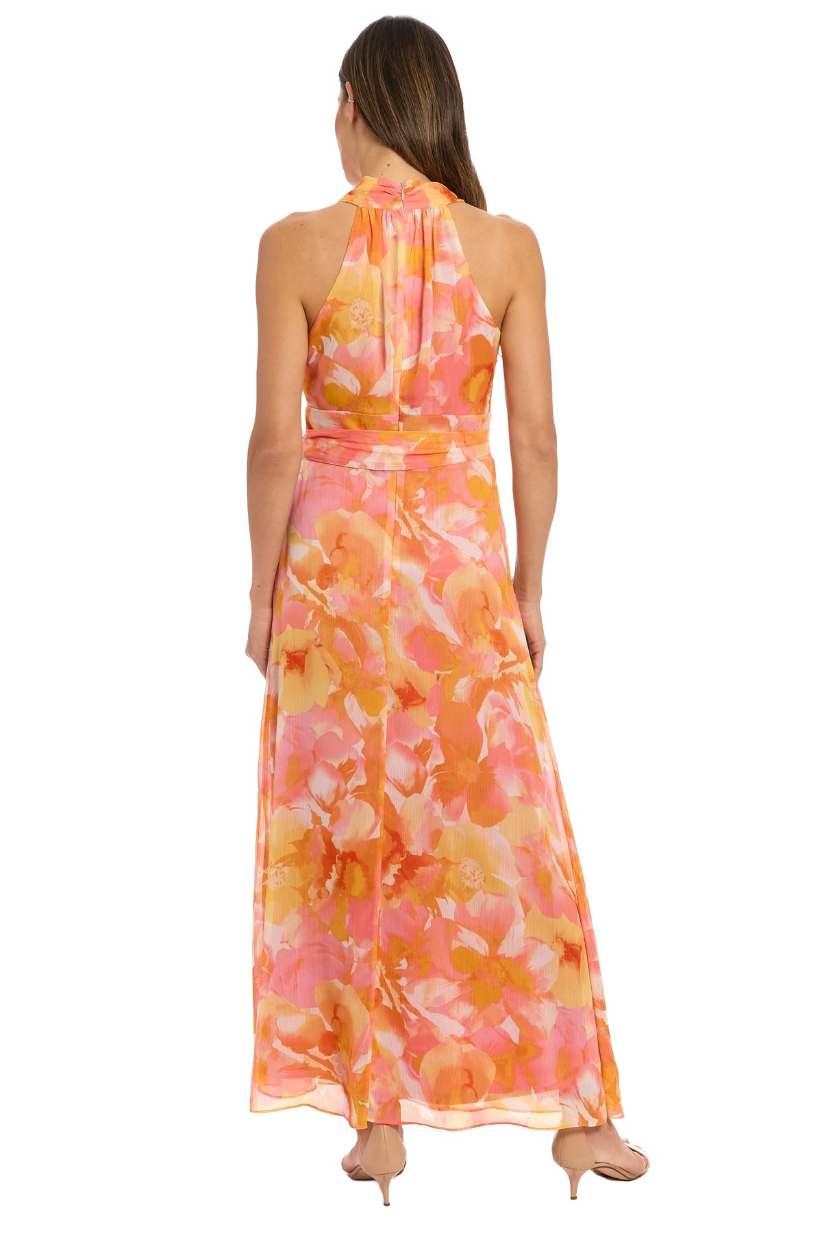 Amberlyn Curve Halter Maxi in Pansy Blast - FINAL SALE
