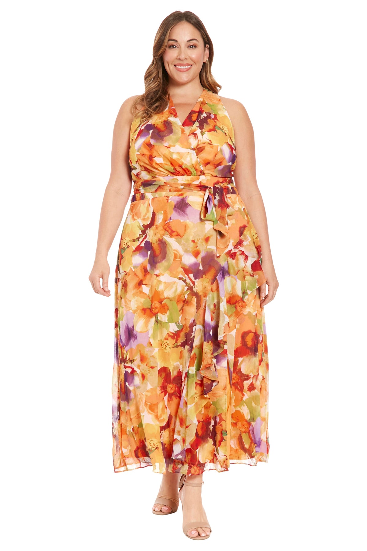 Amberlyn Curve Halter Maxi in Pansy Blast - FINAL SALE
