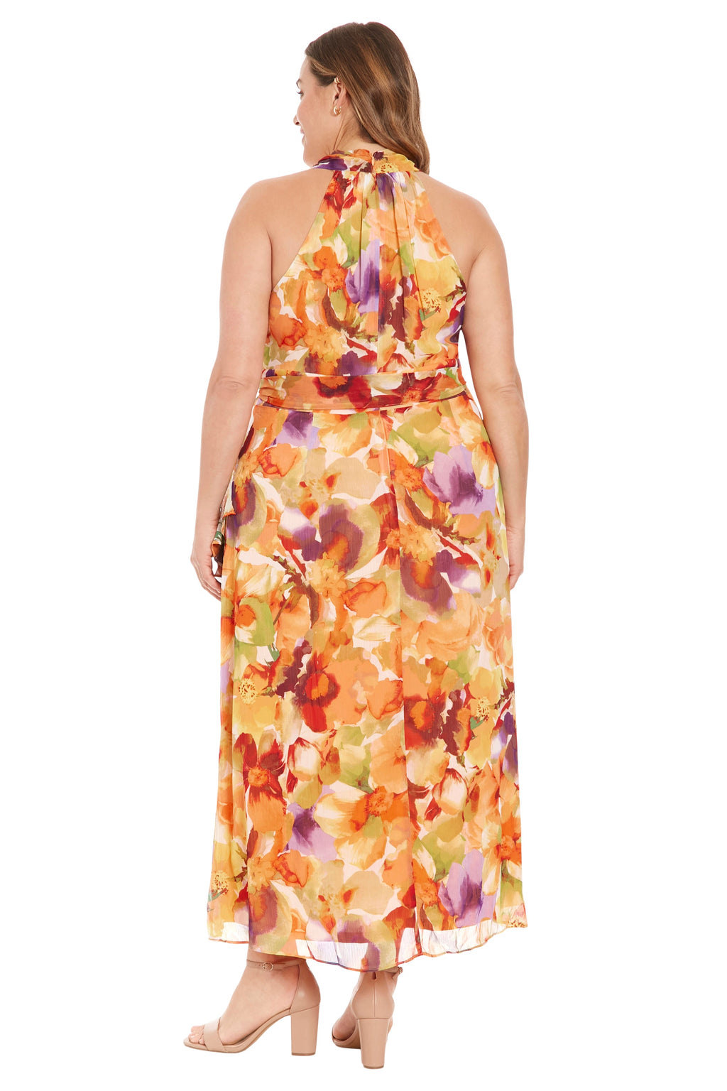Amberlyn Curve Halter Maxi in Pansy Blast - FINAL SALE