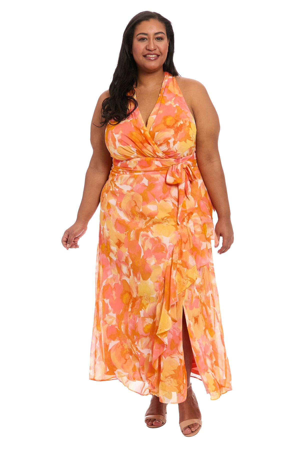 Amberlyn Curve Halter Maxi in Pansy Blast - FINAL SALE