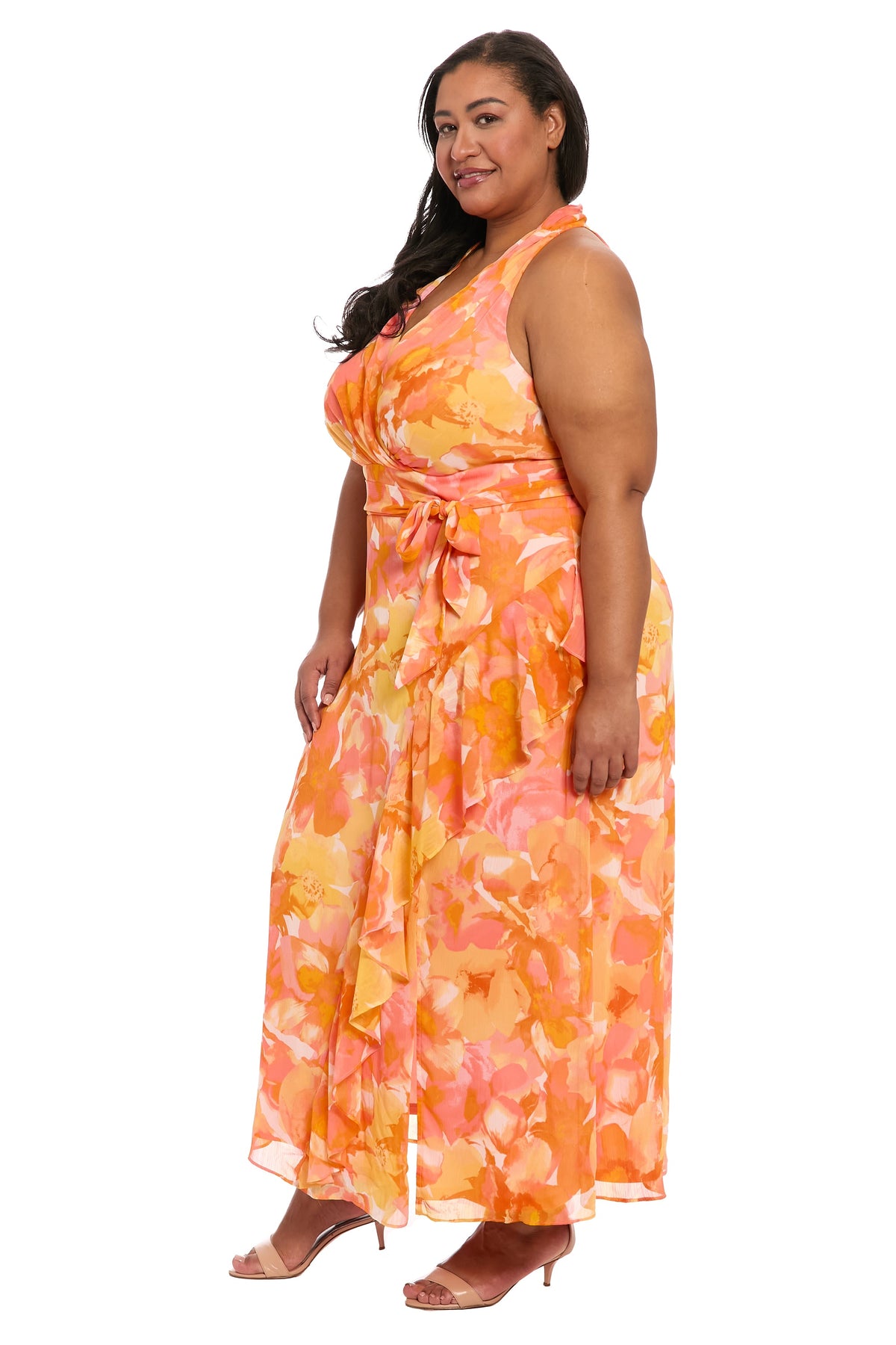 Amberlyn Curve Halter Maxi in Pansy Blast - FINAL SALE