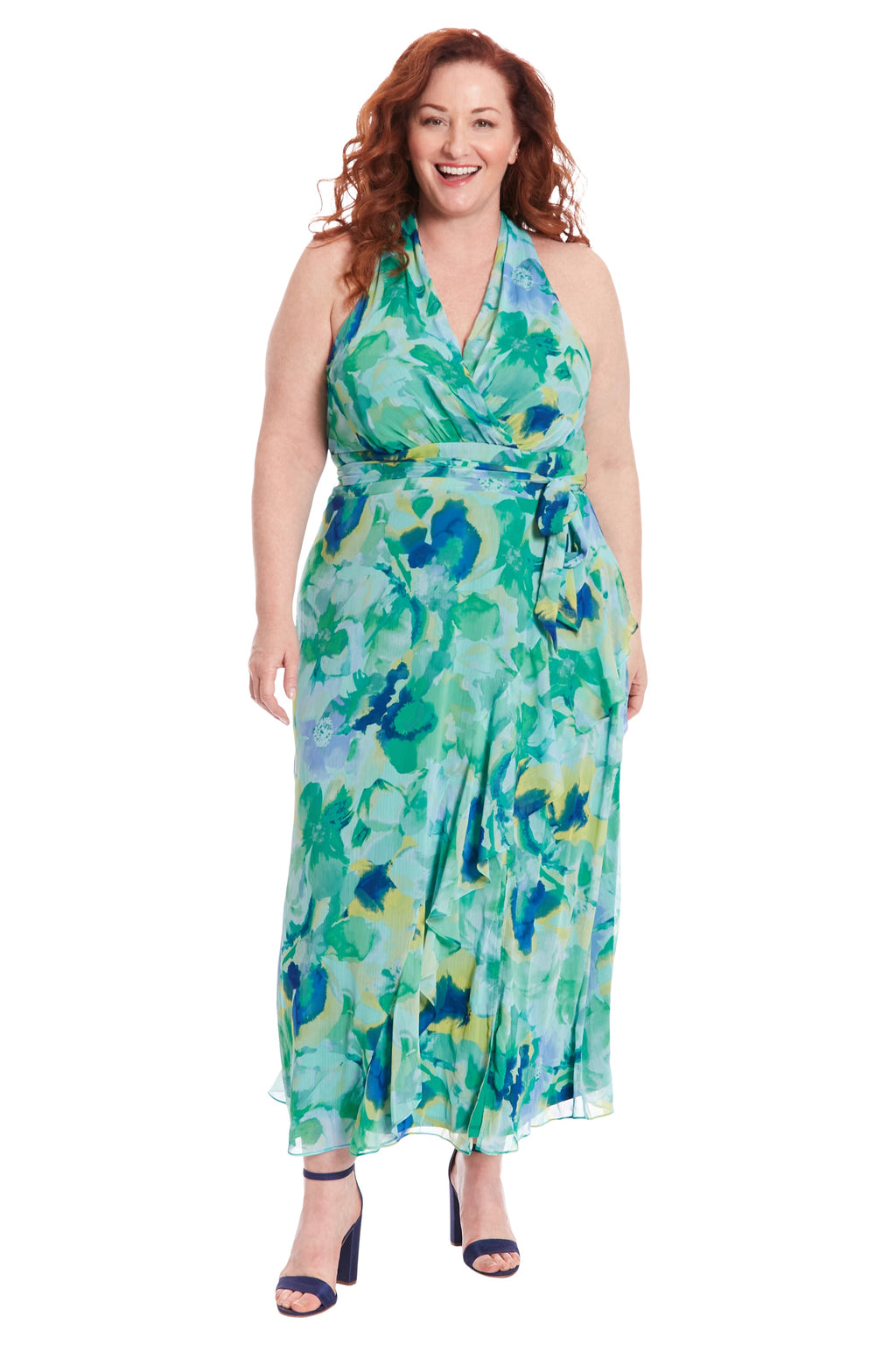 Amberlyn Curve Halter Maxi in Pansy Blast - FINAL SALE