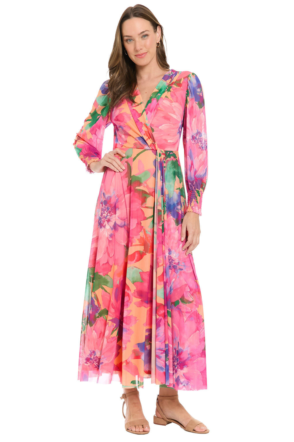 Ruth Long Bishop Sleeve Maxi in Majestic Garden