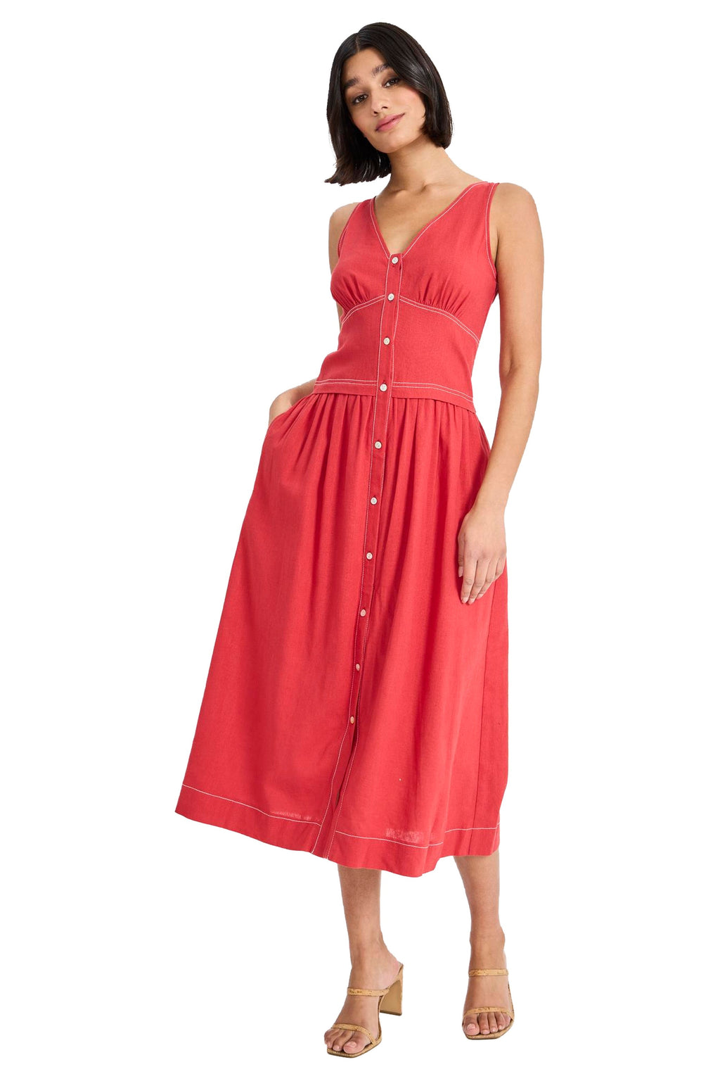 Albert Linen Midi with Topstitching - FINAL SALE