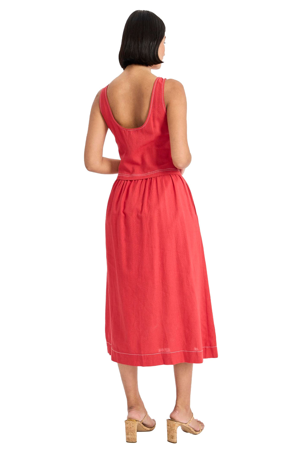 Albert Linen Midi with Topstitching - FINAL SALE