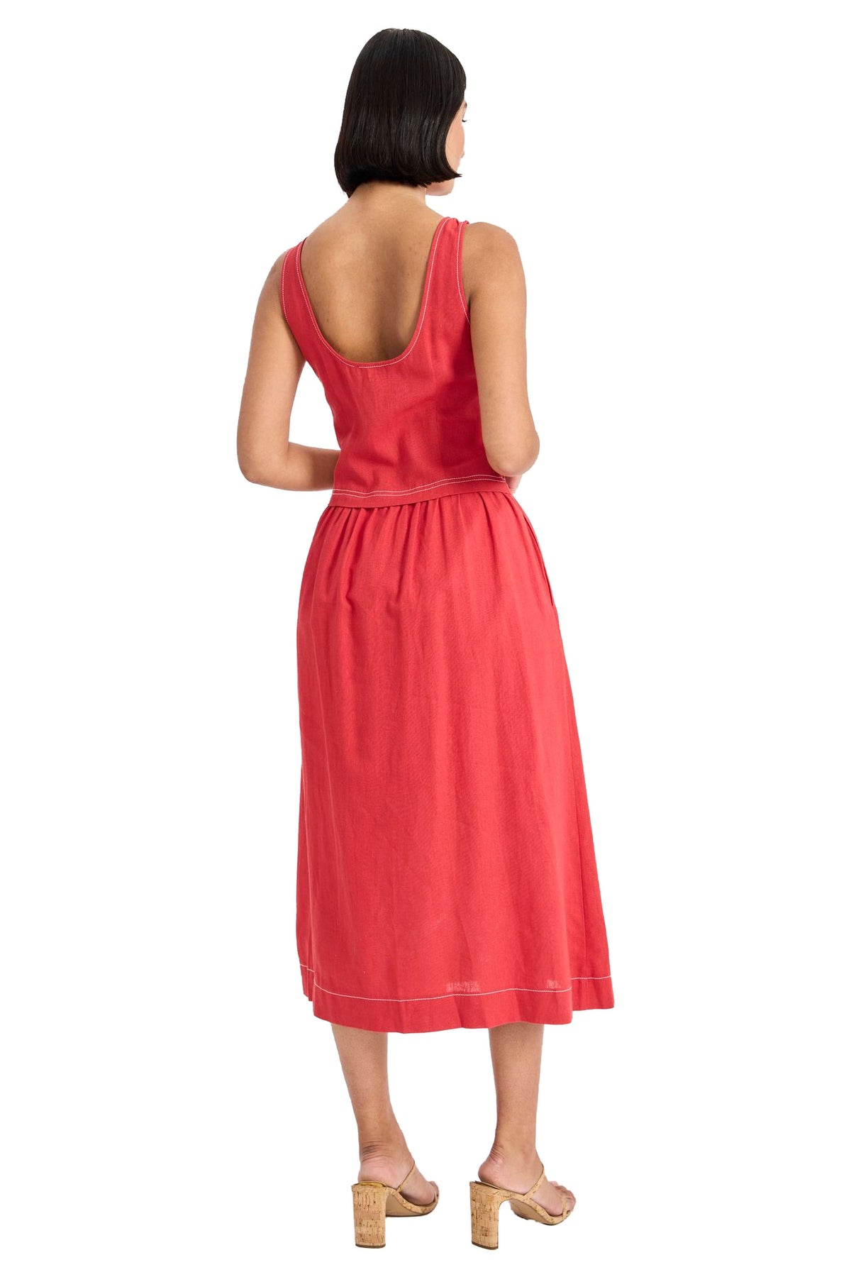 Albert Linen Midi with Topstitching - FINAL SALE