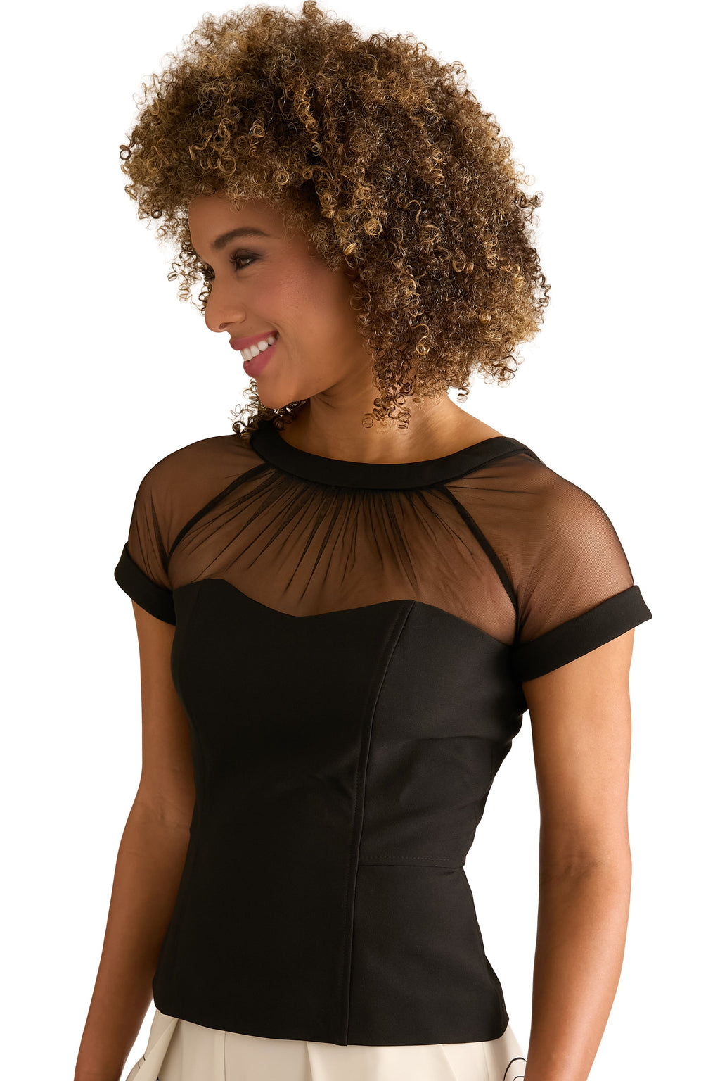 Illusion Mesh Yoke Fitted Top