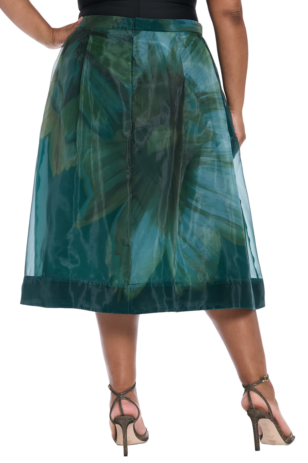 Harlem Pleated Midi Skirt in Bloom Organza