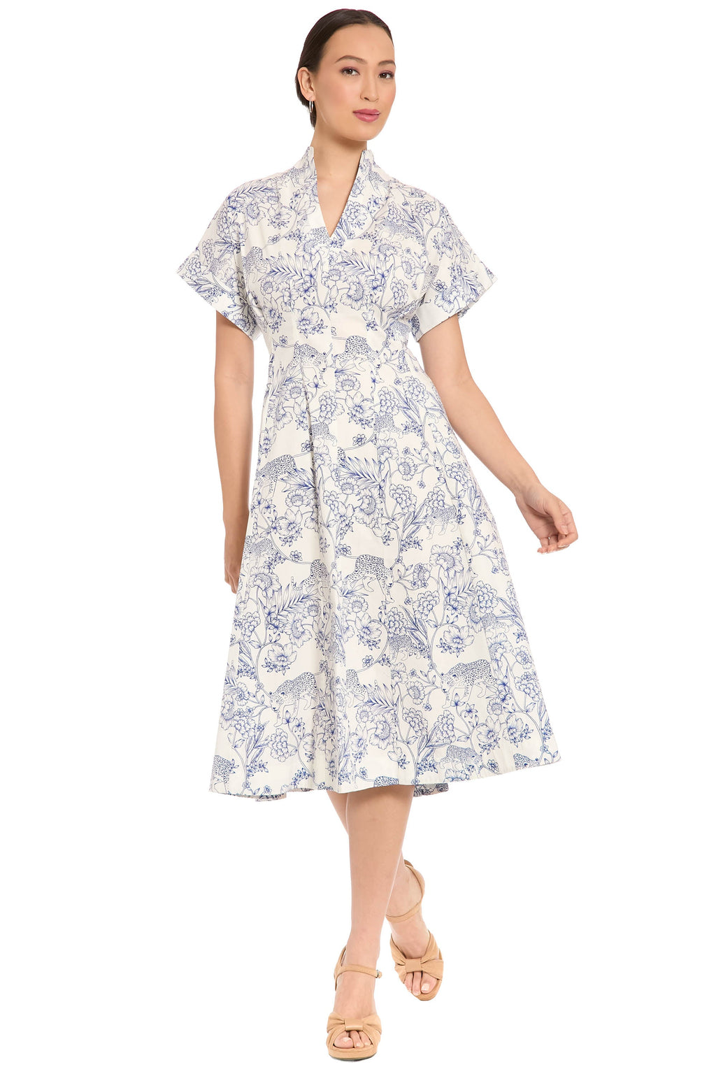 Ysabela Short Sleeve Pleated Fit Midi