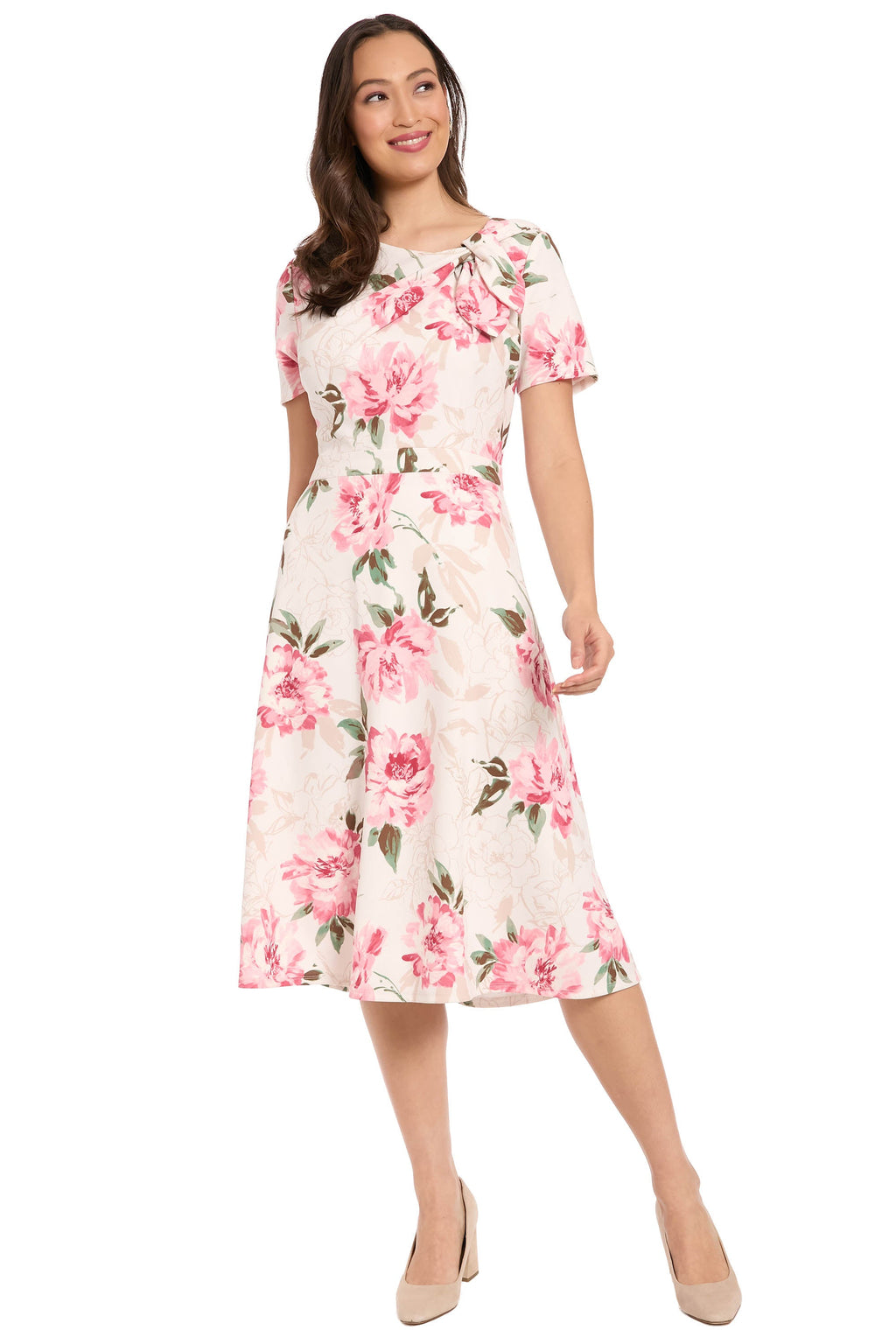 Colleen Curve Neck Side Tie in Outlined Roses