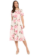 Colleen Curve Neck Side Tie in Outlined Roses