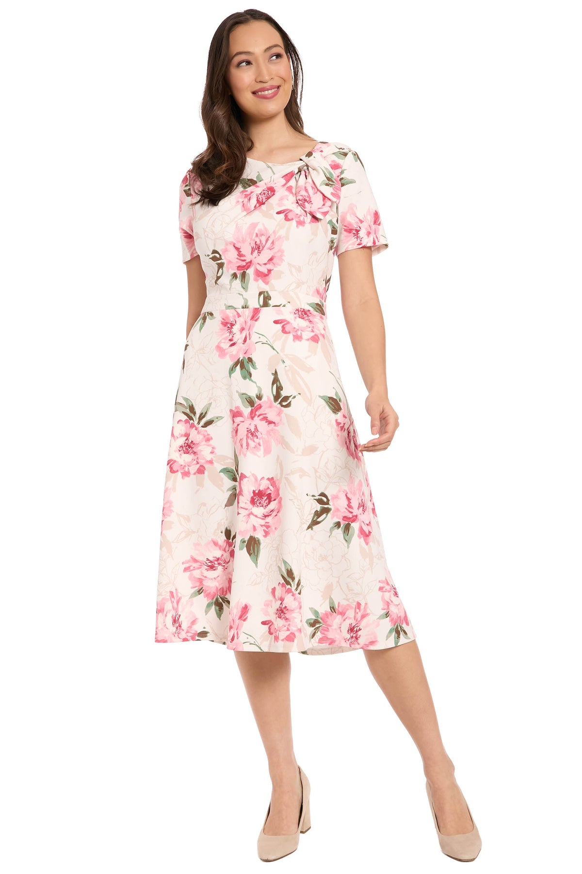 Colleen Curve Neck Side Tie in Outlined Roses