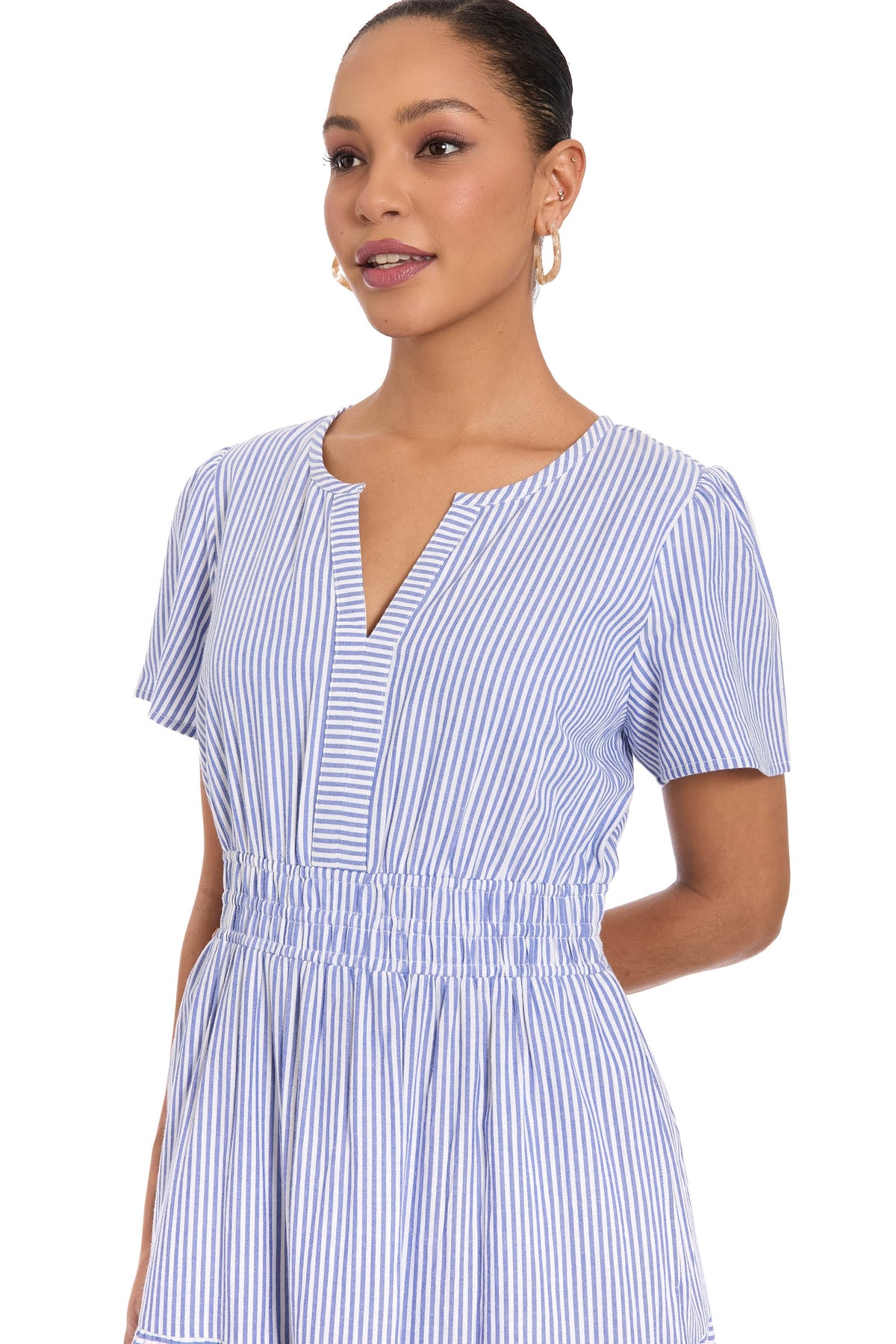 Rachael Striped Elastic Waist Midi