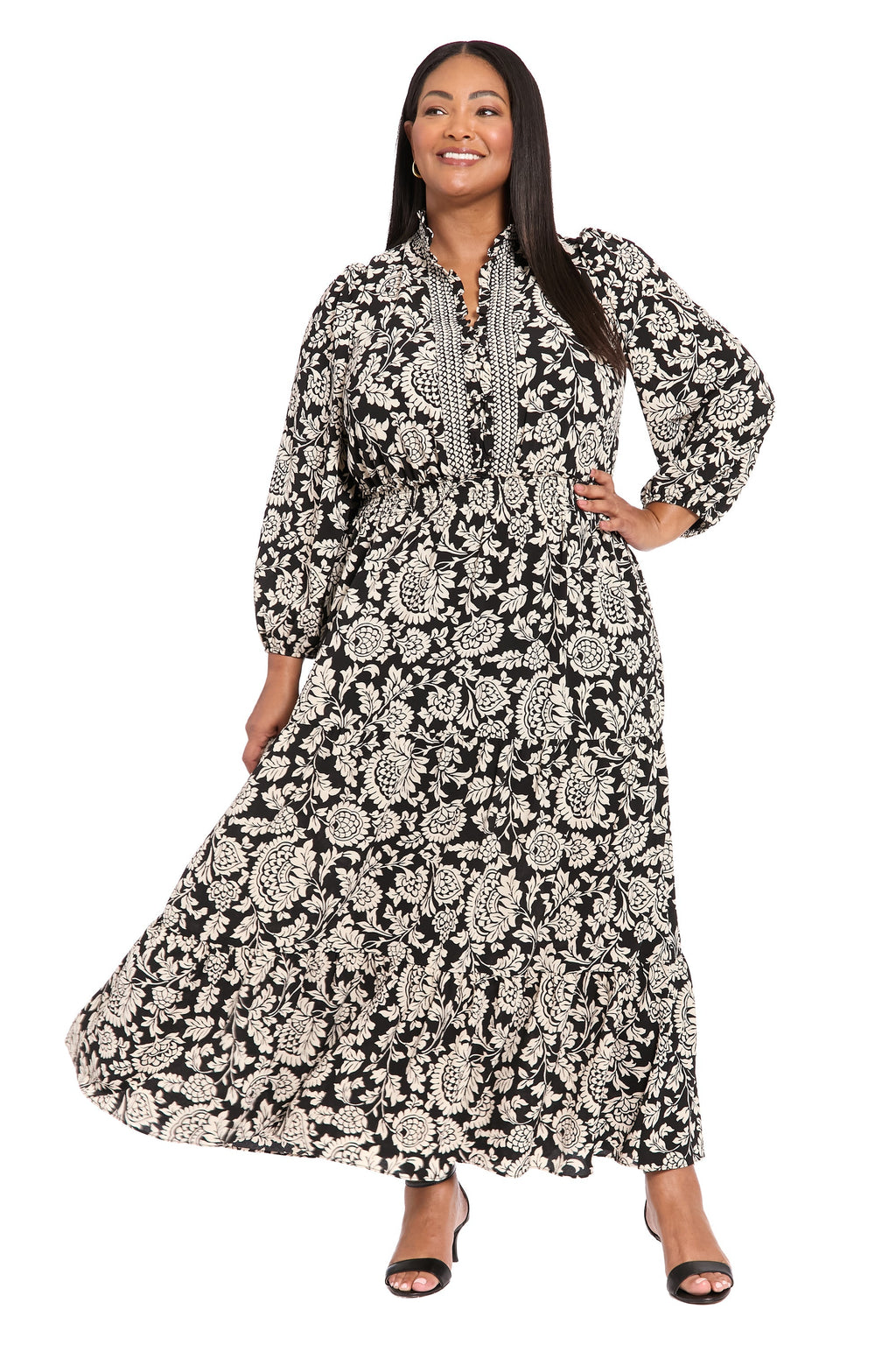 Consuela Long Sleeve Maxi in Pinecone Scroll