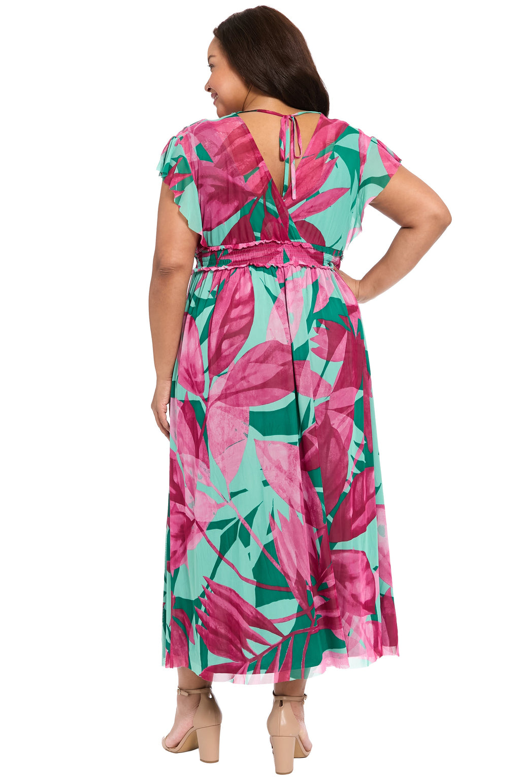 Cassiopeia Curve V-Neck Tiered Mesh Maxi - FINAL SALE