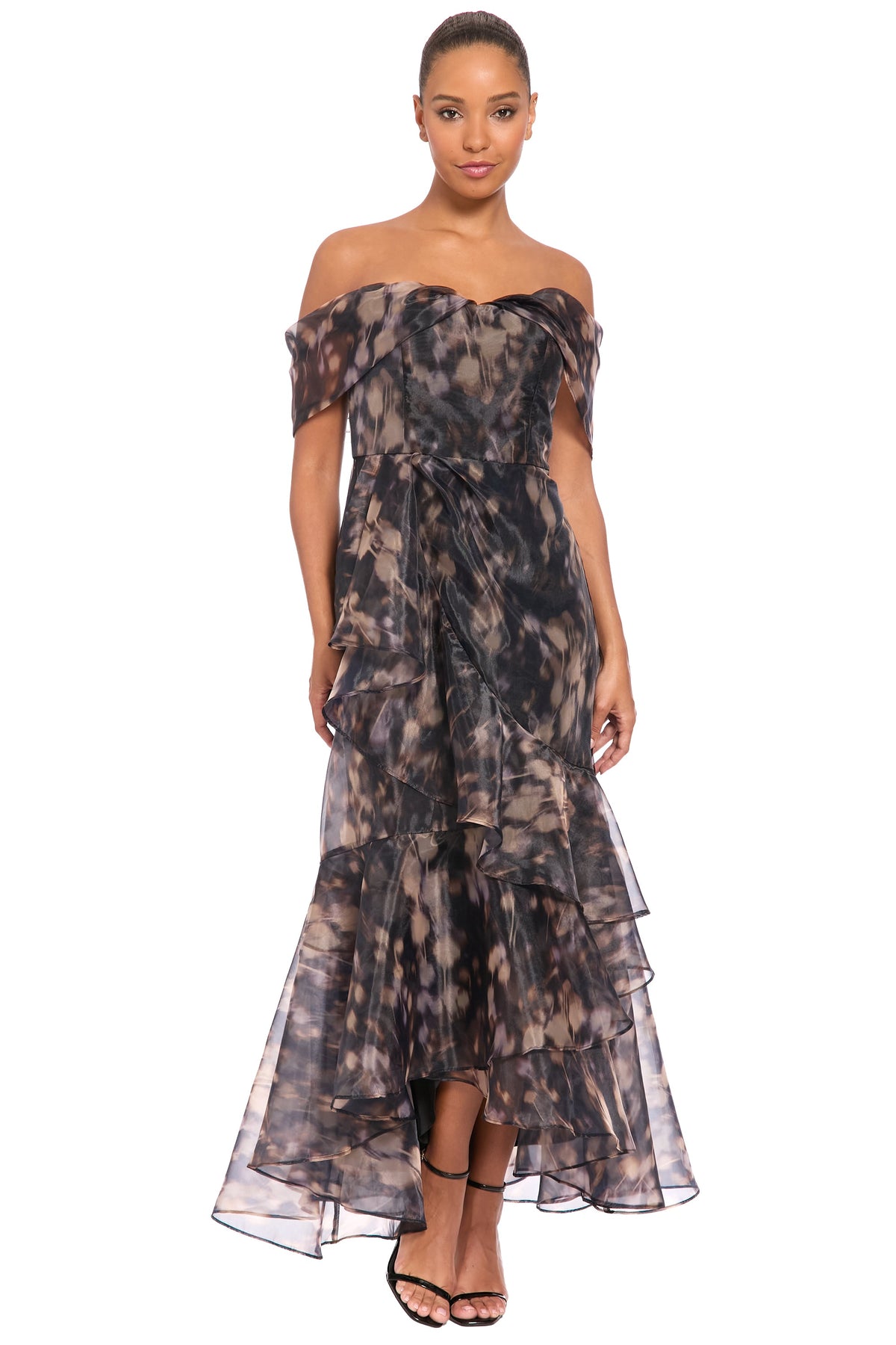 Kiera Off the Shoulder Cascading Ruffle Gown
