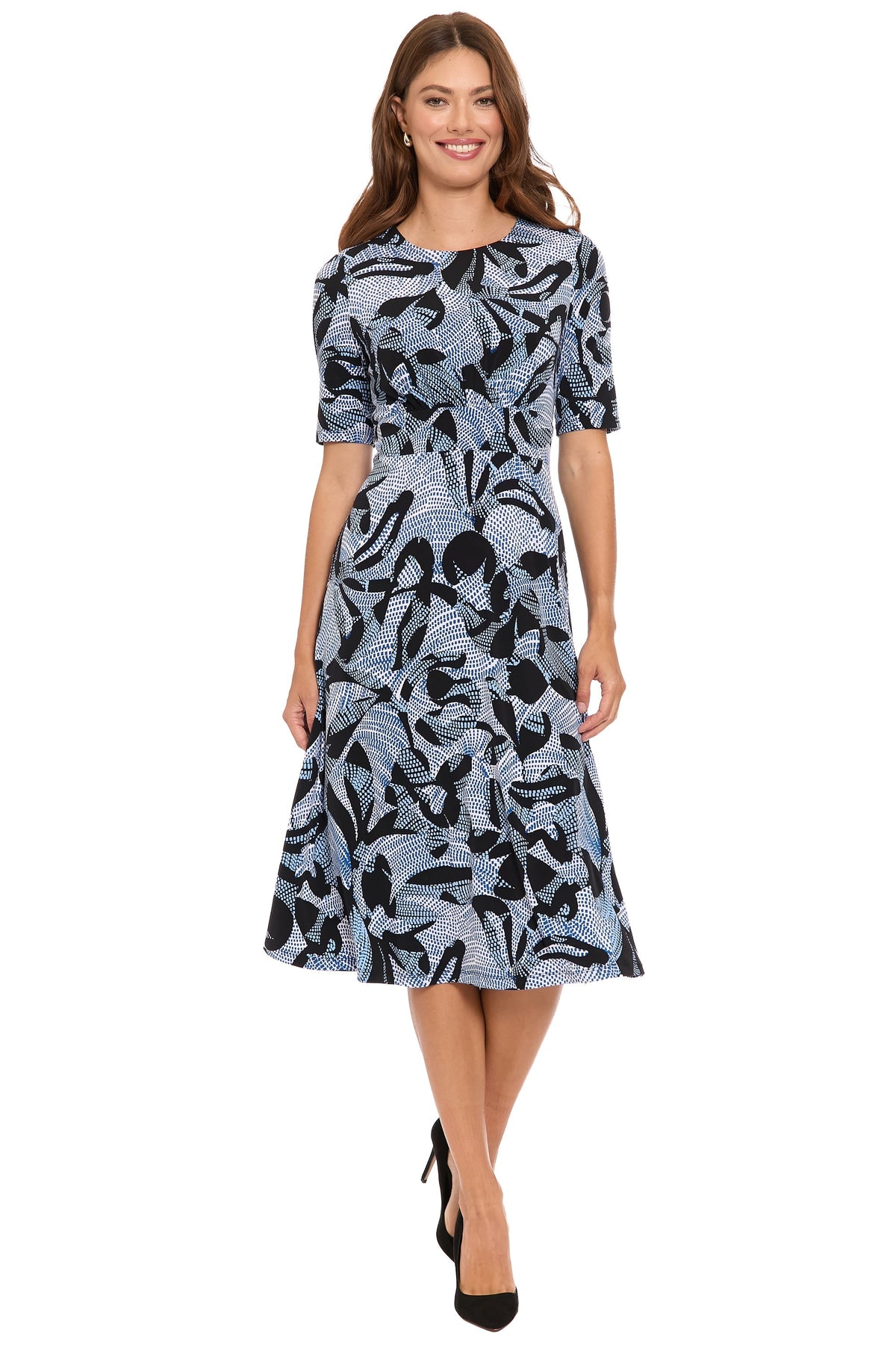 Ayanna Inset Waist Dress in Digital Mosaic