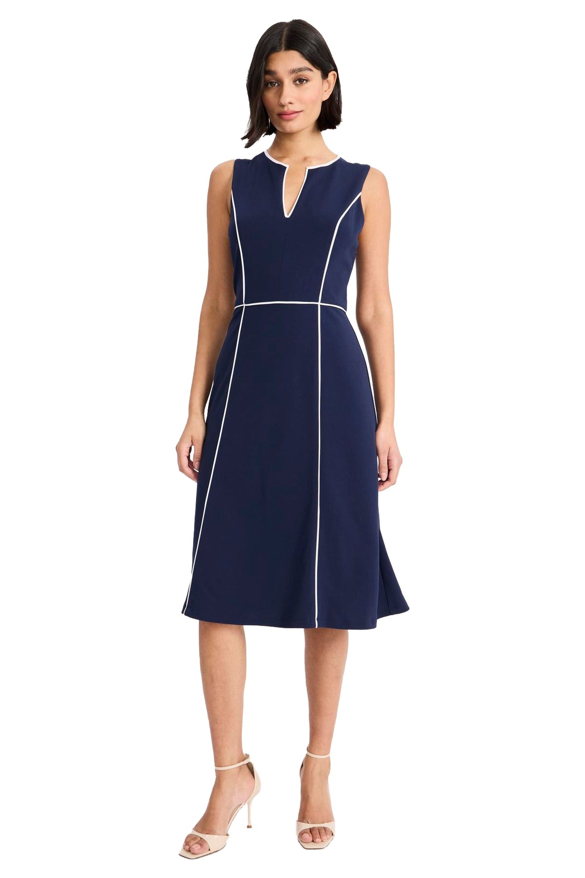 Denyce Contrast Pipe Fit & Flare Dress