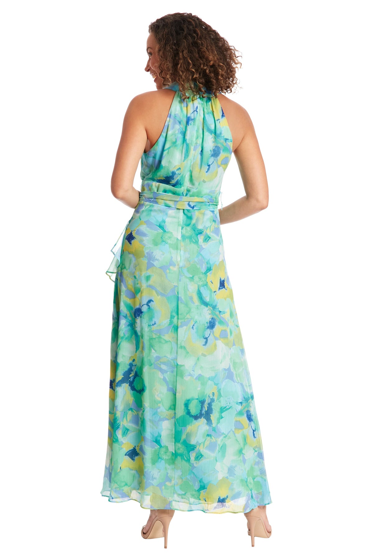 Amberlyn Curve Halter Maxi in Pansy Blast - FINAL SALE