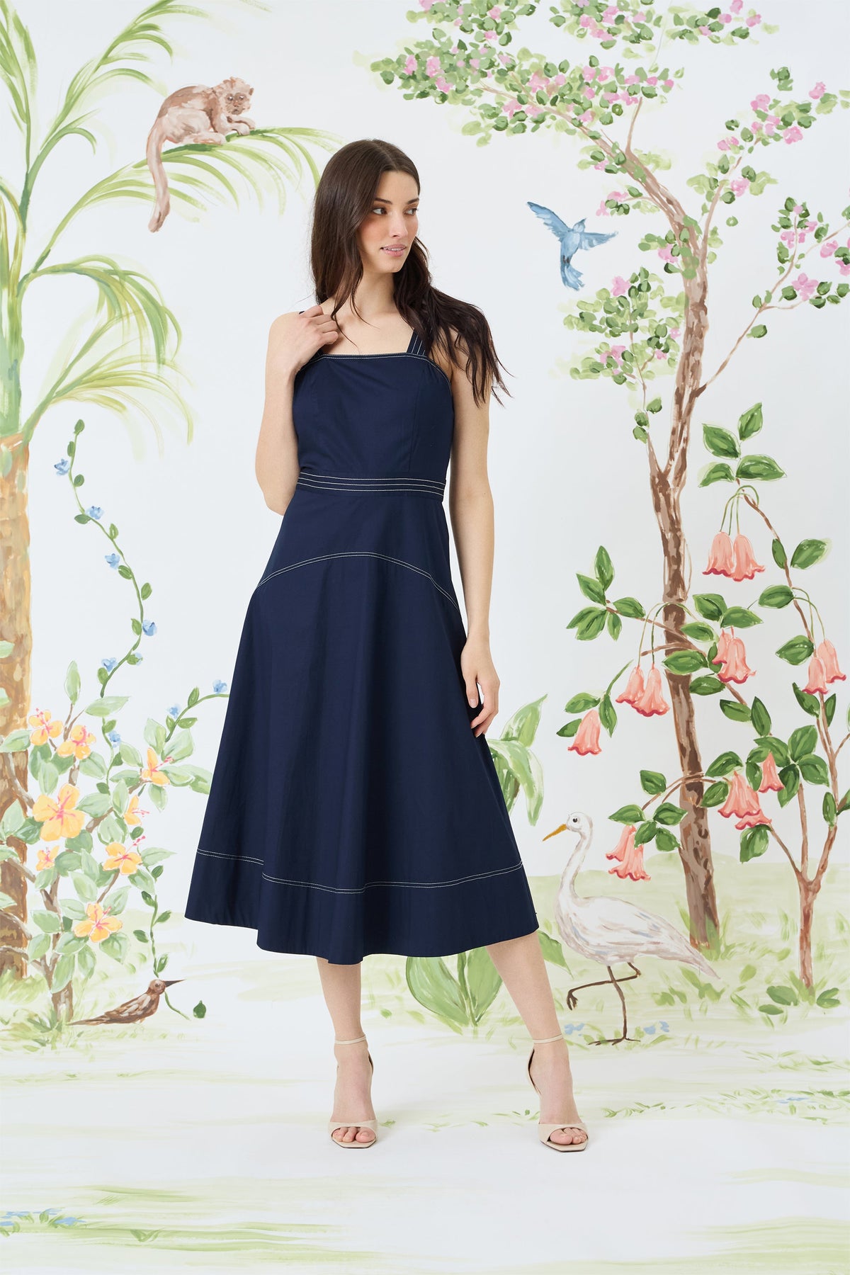 Anika Cotton Topstitch Midi - FINAL SALE