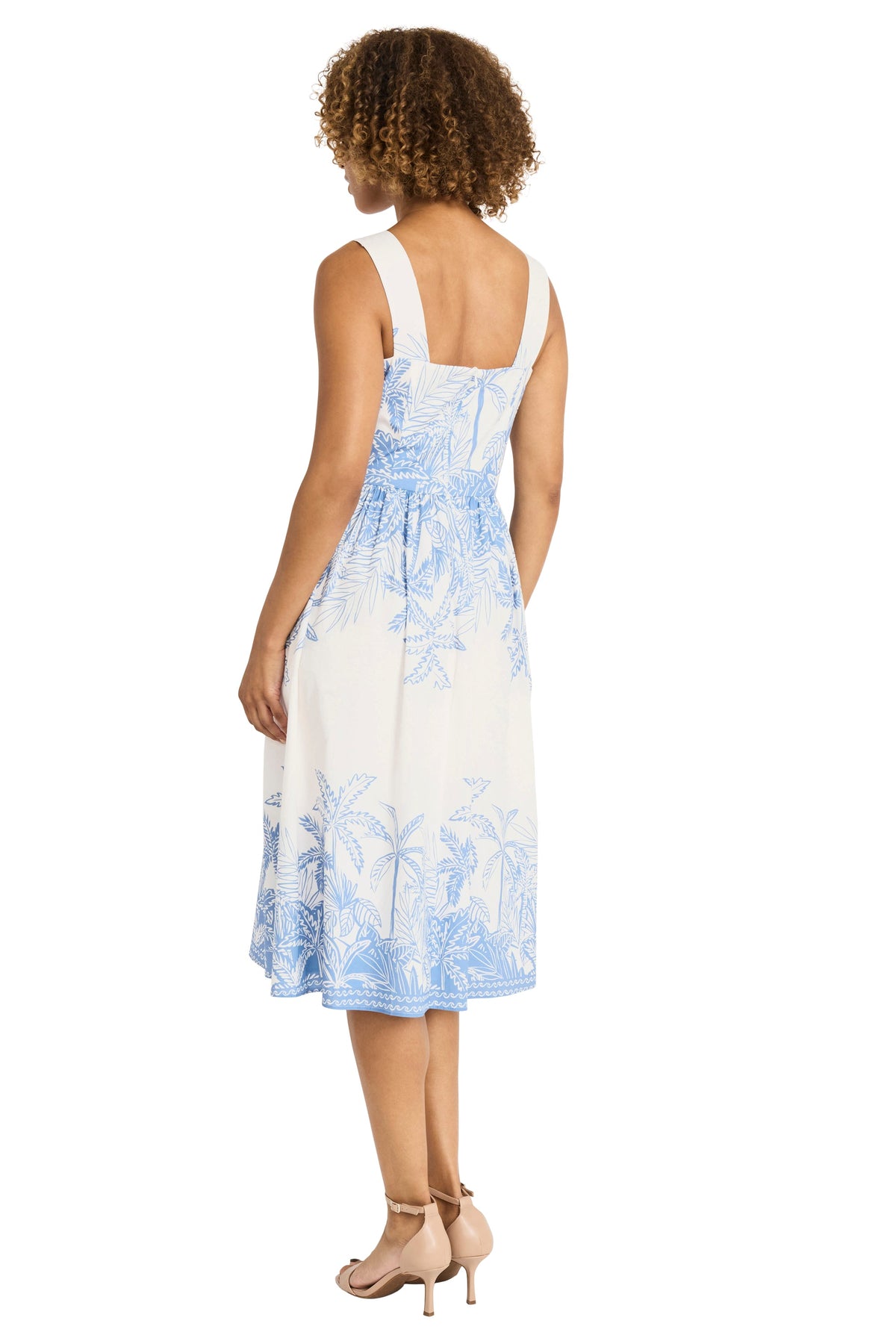 Charice in Painted Palms Midi Fit & Flare Dress - FINAL SALE
