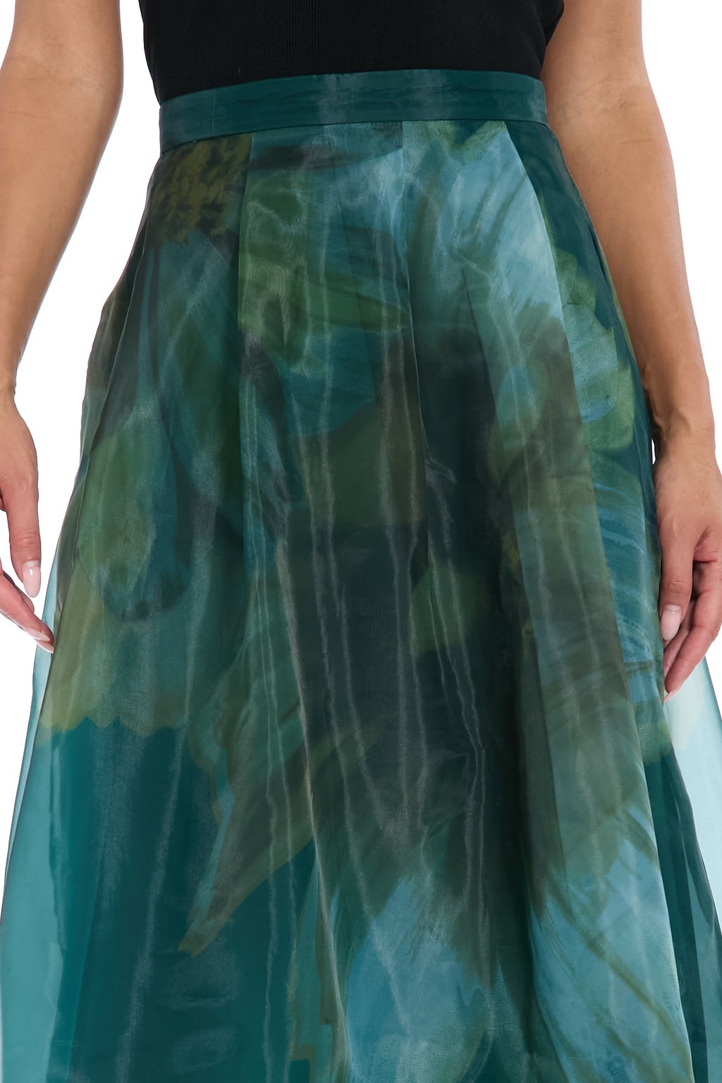 Harlem Pleated Midi Skirt in Bloom Organza
