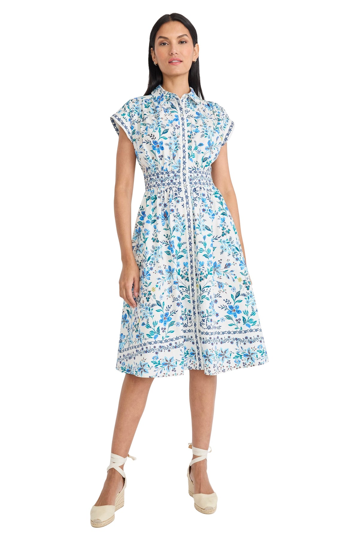 Sirena Collared Neck Button Detail Midi