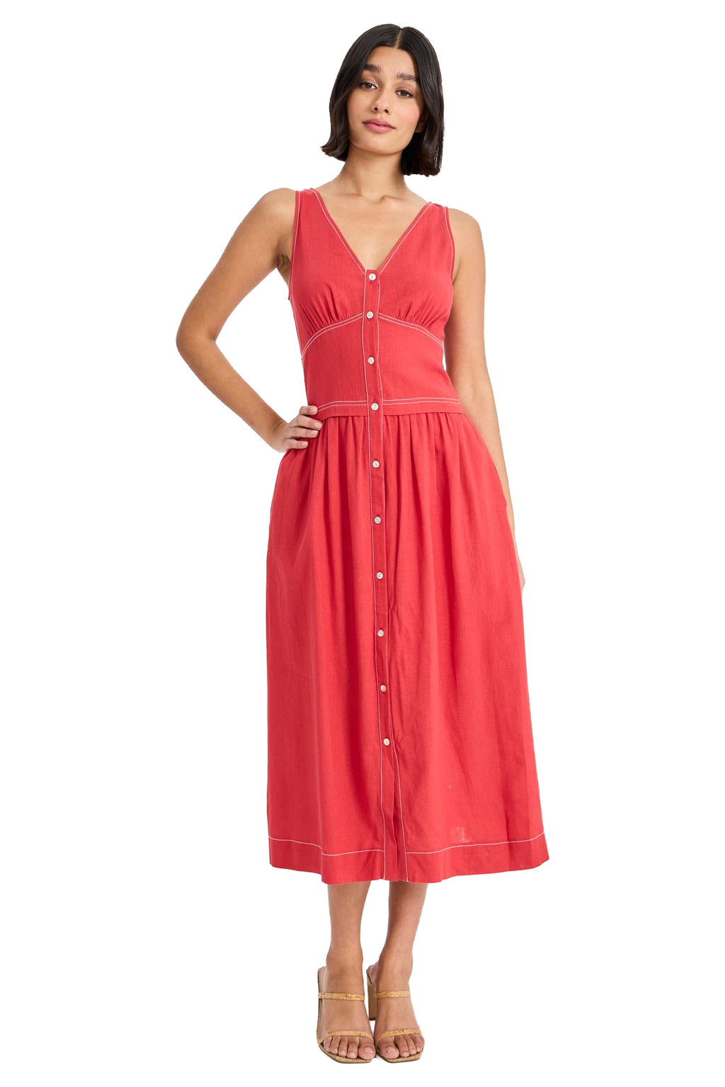 Albert Linen Midi with Topstitching - FINAL SALE