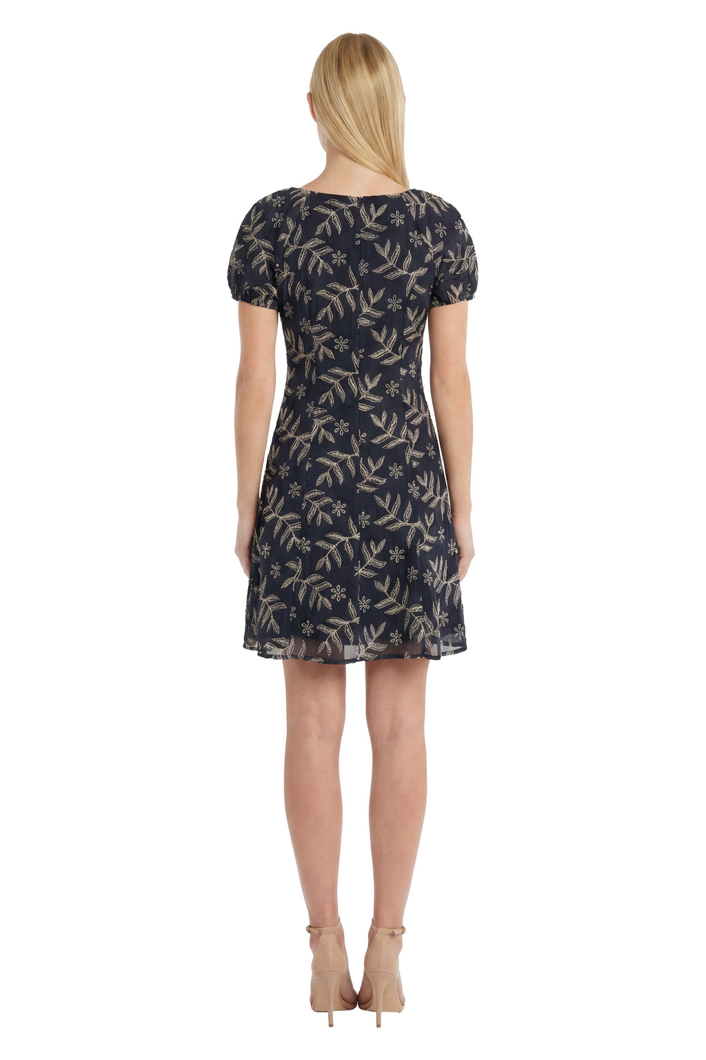 Mariel Puff Sleeve Dress in Embroidered Cotton