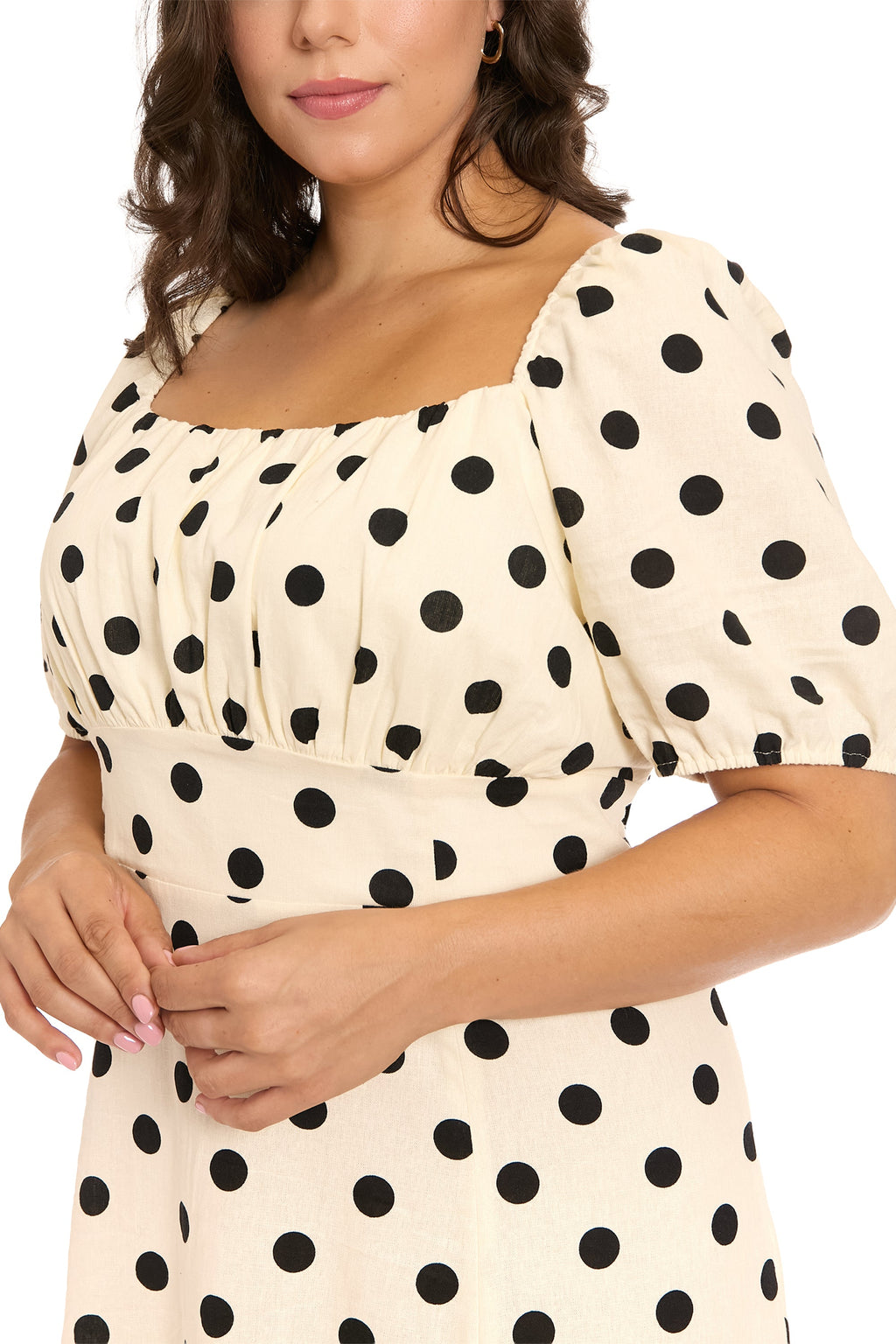 Kristin Puff Sleeve Midi in Quarter Dots