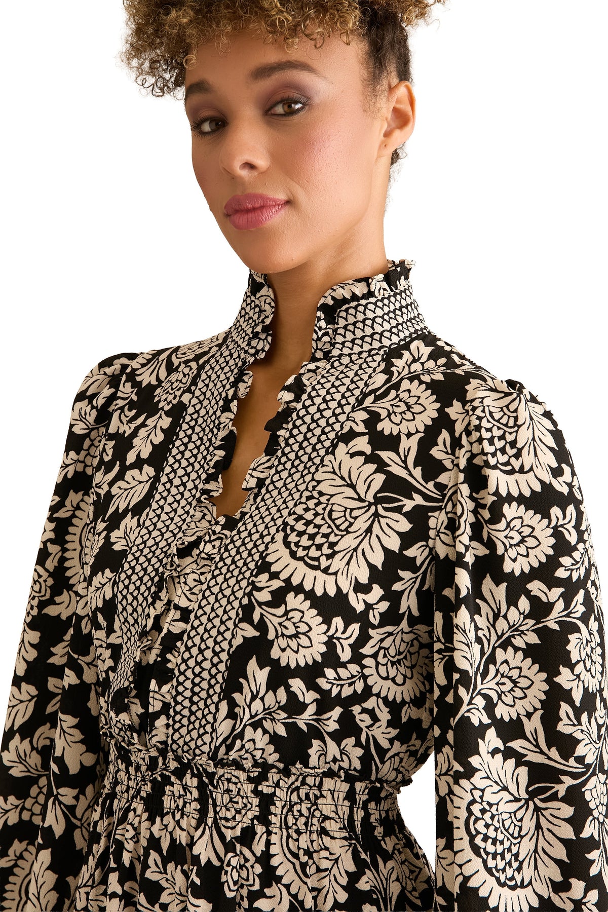 Consuela Long Sleeve Mini in Pinecone Scroll