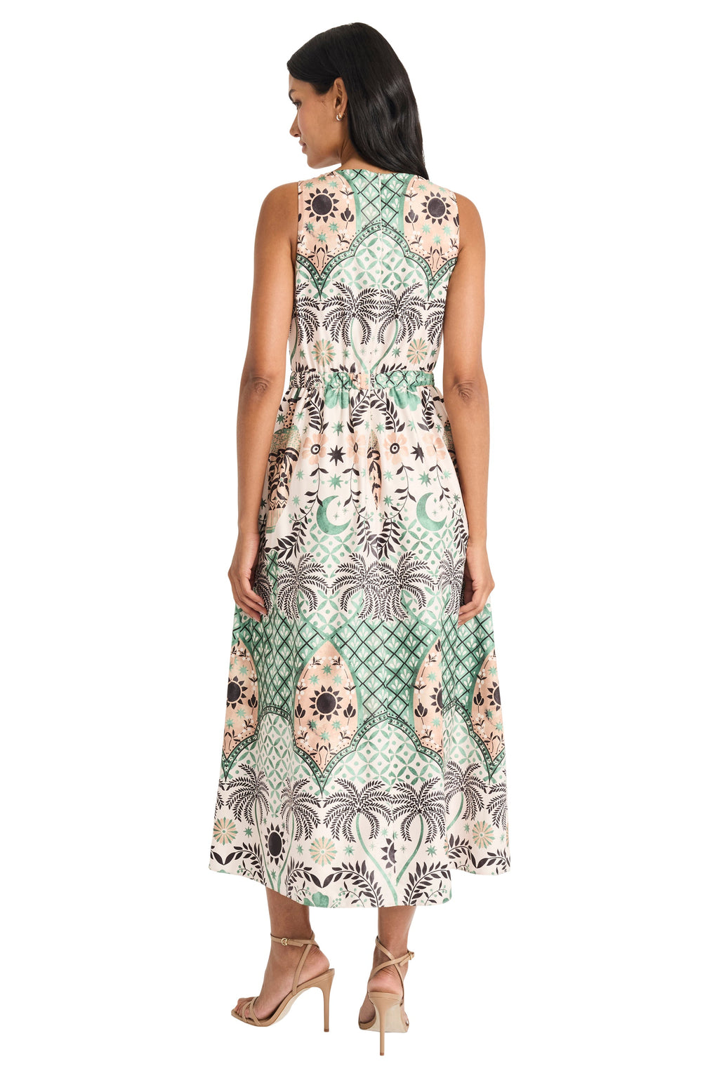 Edna Midi Fit & Flare Dress in Mirage Palms - FINAL SALE