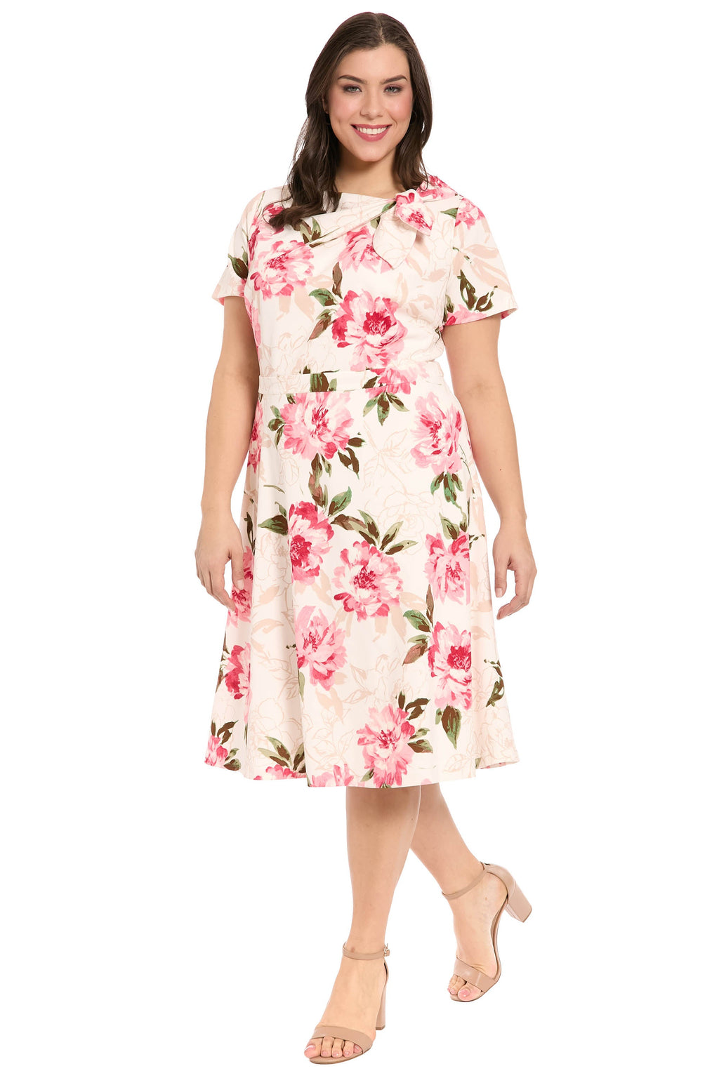 Colleen Curve Neck Side Tie in Outlined Roses