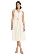 Devin Linen Collared V-Neck Midi