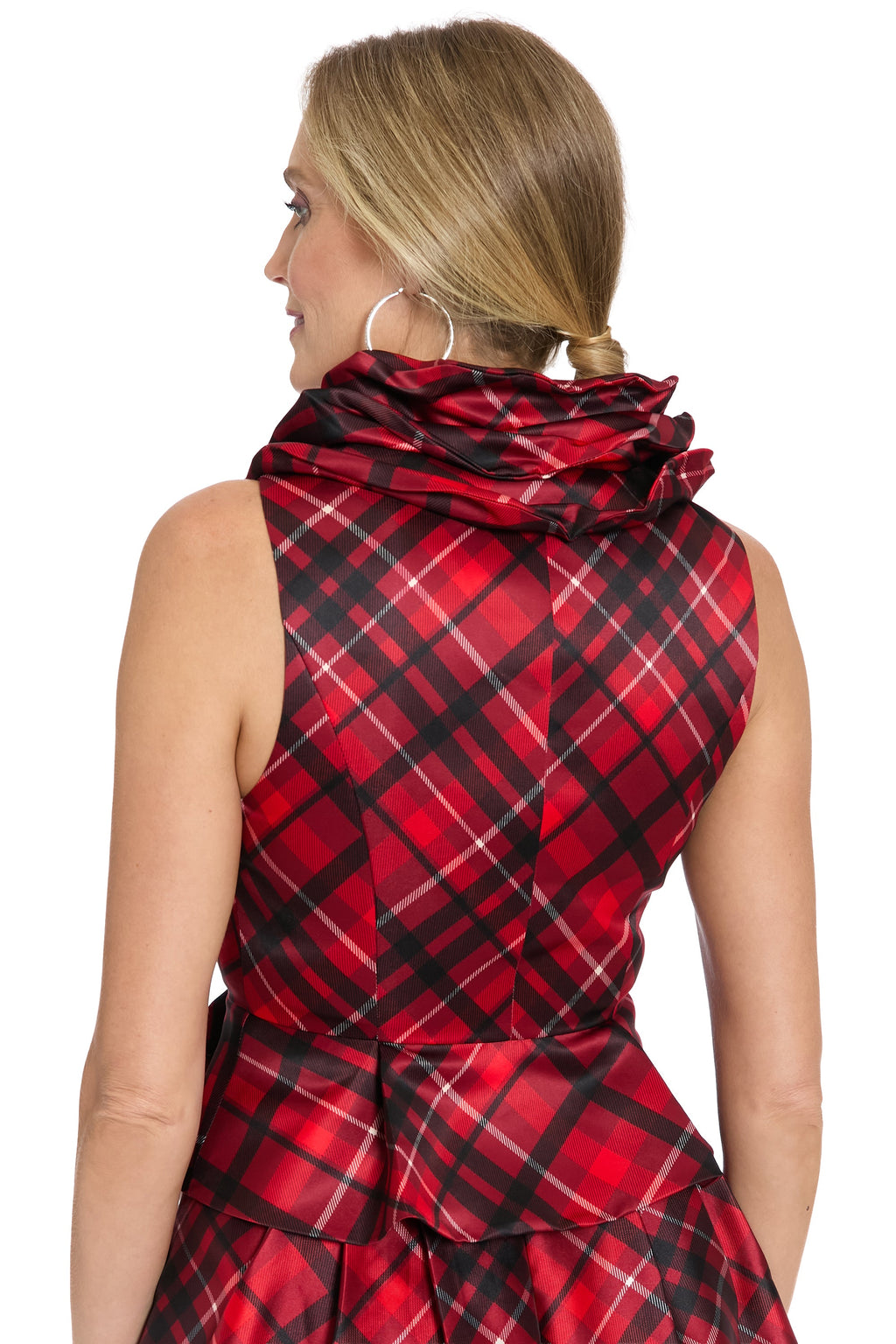 Roosevelt Plaid Top with Triple Ruffle Collar