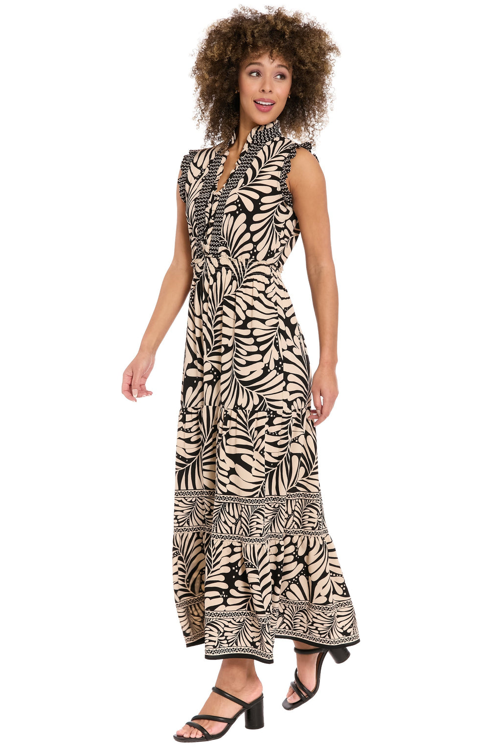 Consuela Sleeveless Maxi in Leaf Print
