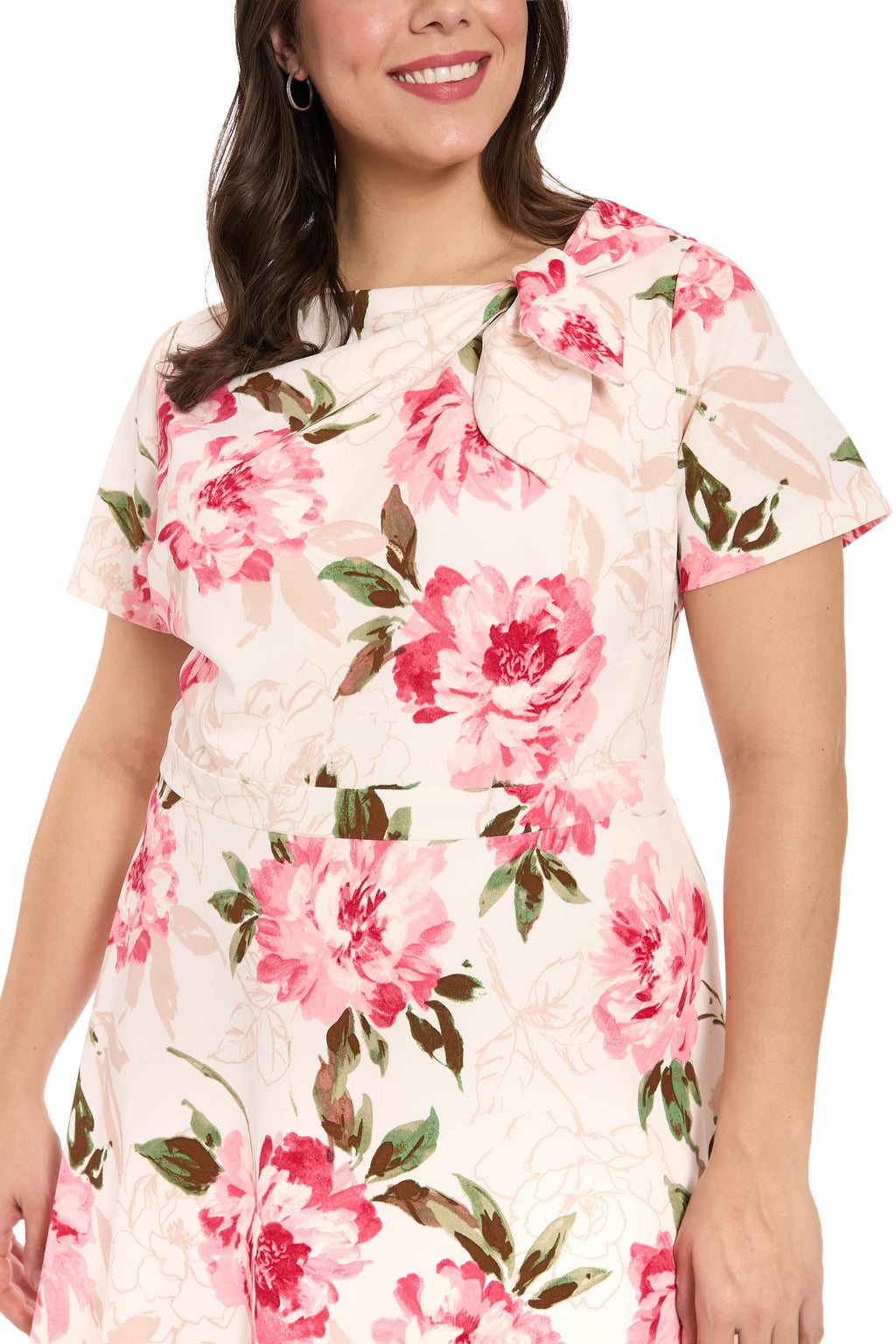 Colleen Curve Neck Side Tie in Outlined Roses