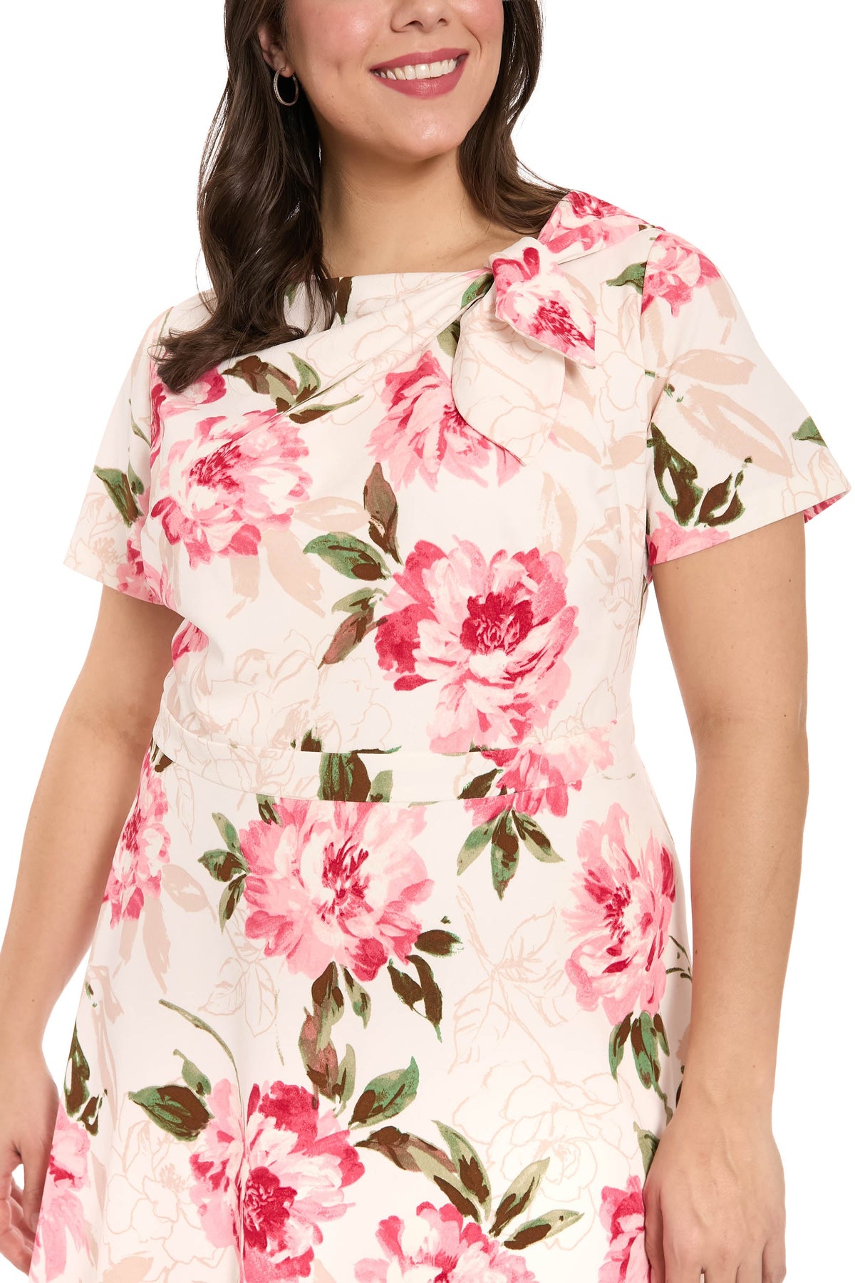 Colleen Curve Neck Side Tie in Outlined Roses