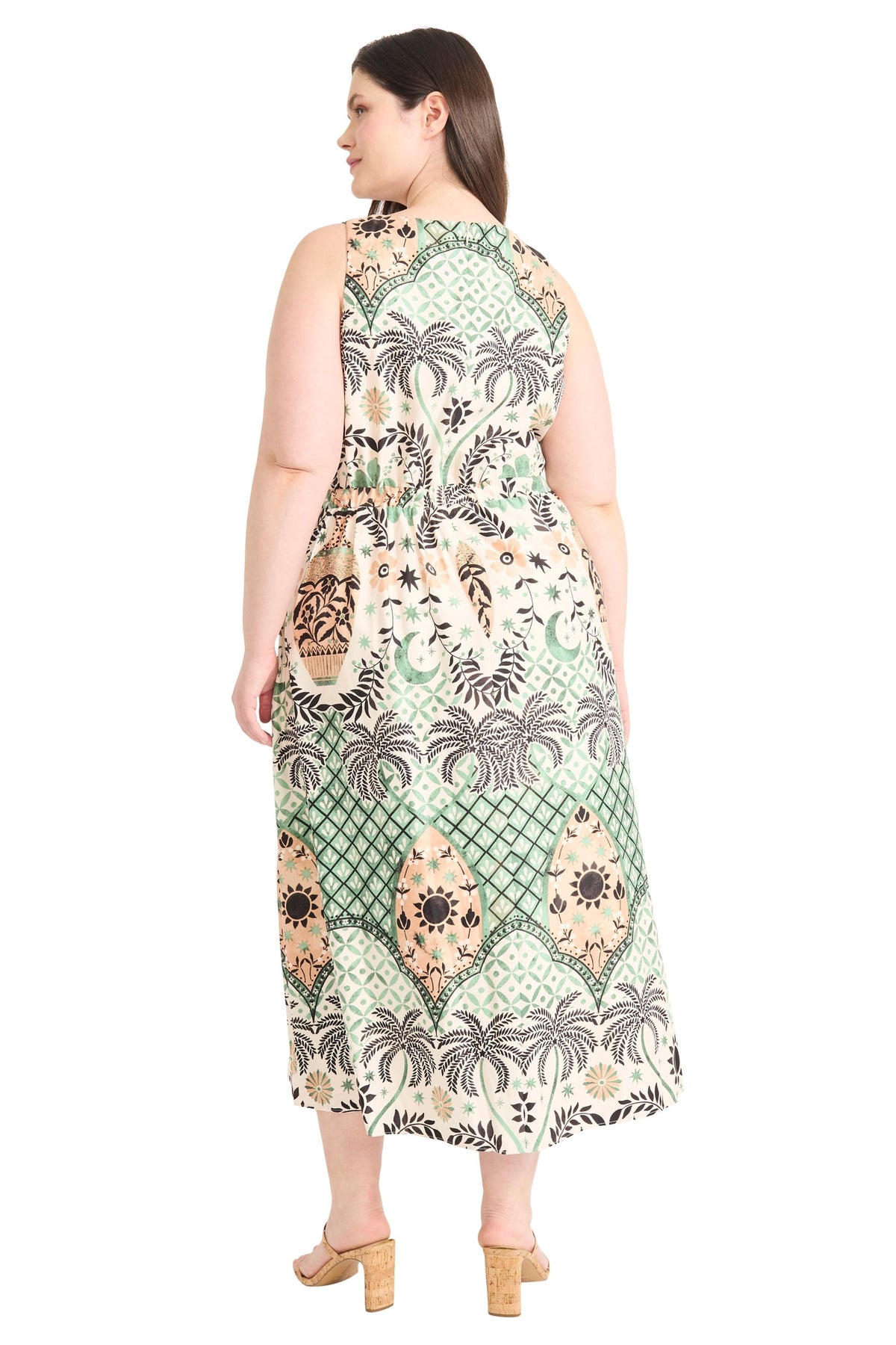 Edna Midi Fit & Flare Dress in Mirage Palms - FINAL SALE