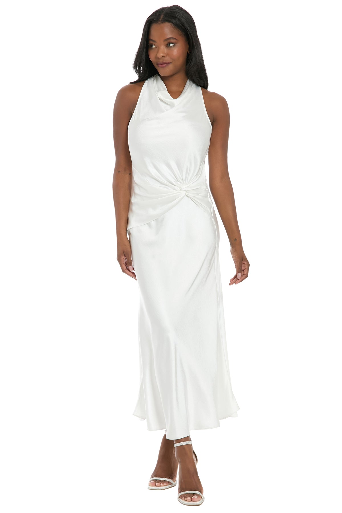 Glory Halter Cowl Neck Side Twist Midi