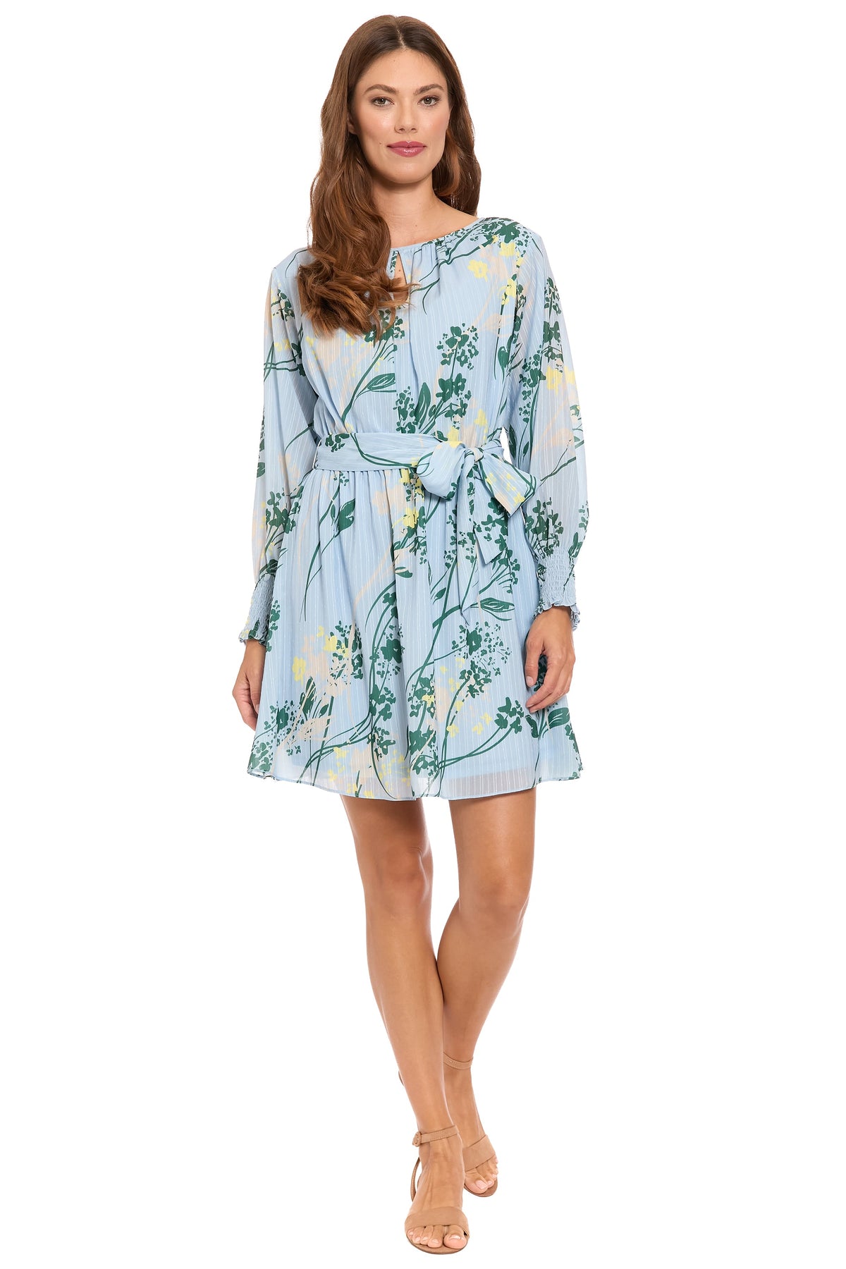 Alana Long Bishop Sleeve Keyhole Dress