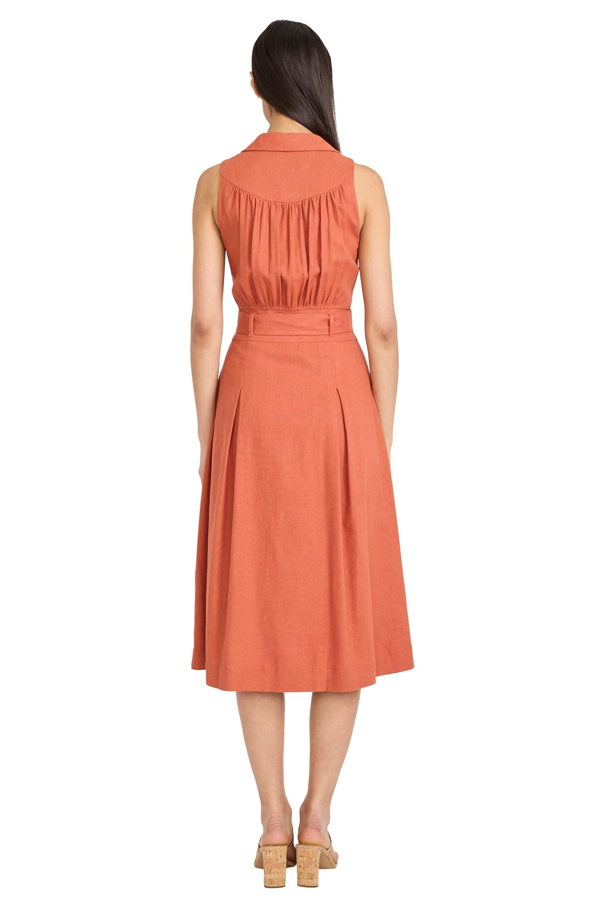 Devin Linen Collared V-Neck Midi