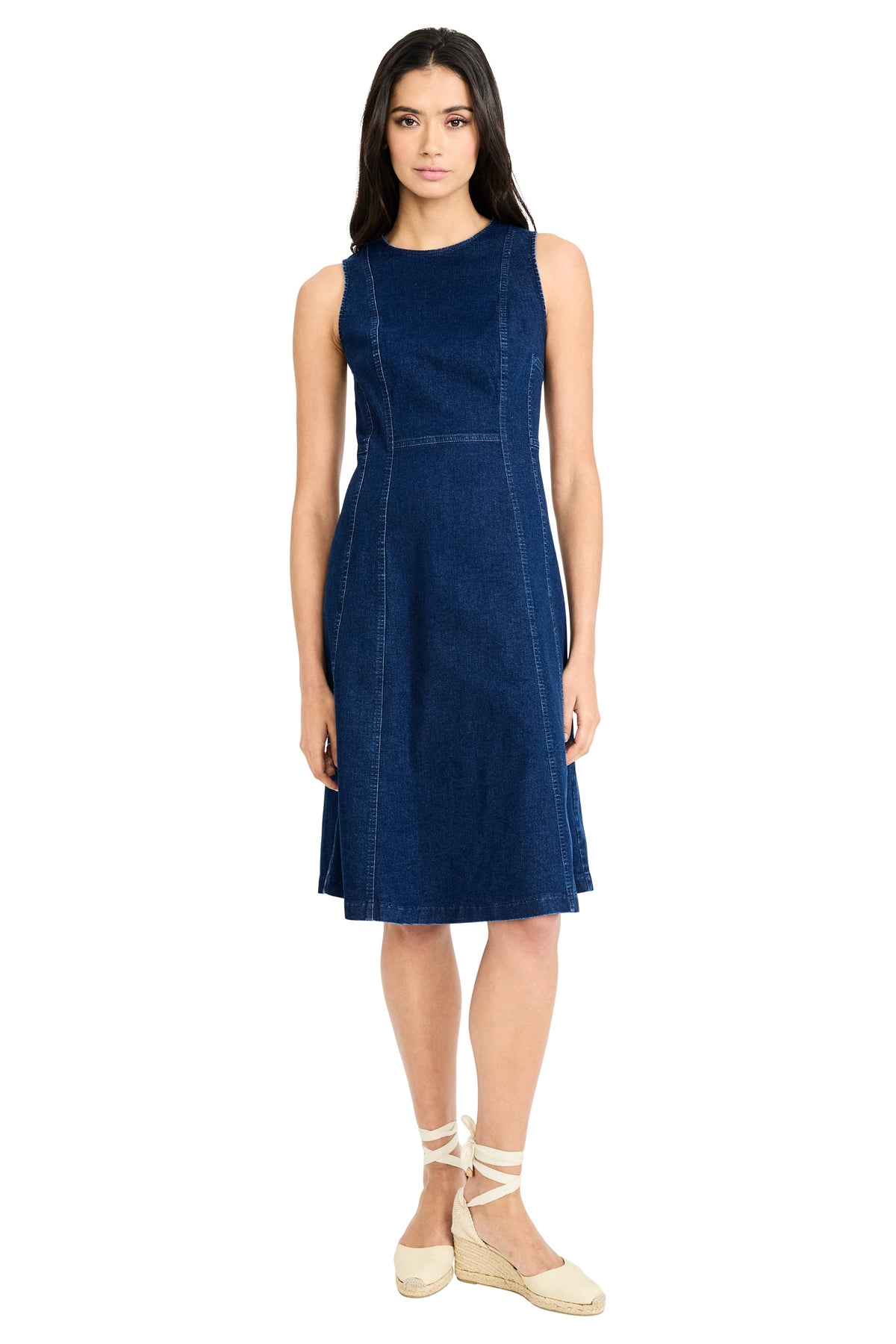 Cheyenne Cotton Stretch Denim Midi with Topstitching