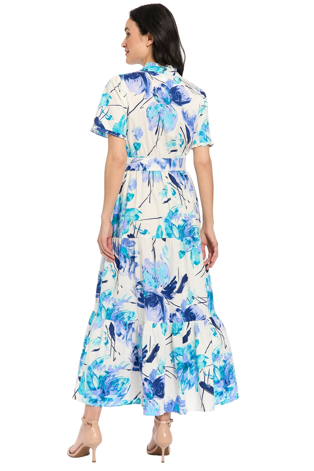 Amilia Flutter Sleeve Belted Tiered Maxi - FINAL SALE
