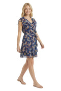 Alessandra Ruffle Faux Wrap Mini in Jacobean Fan