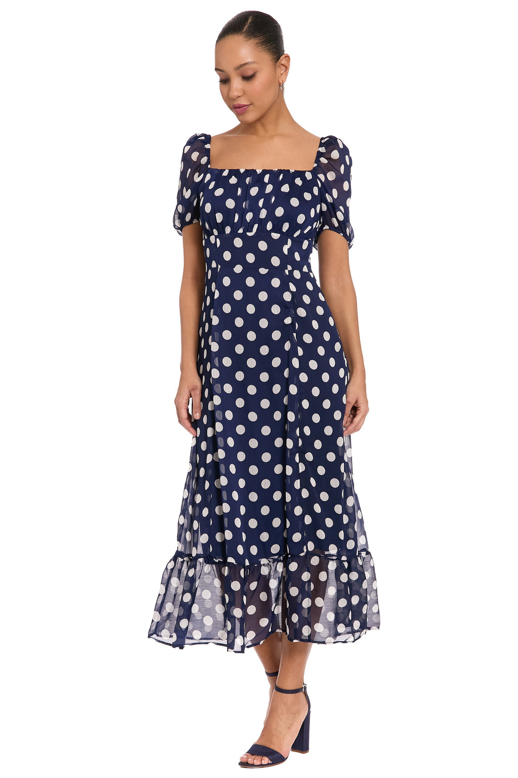 Kristin Puff Sleeve Midi in Chiffon