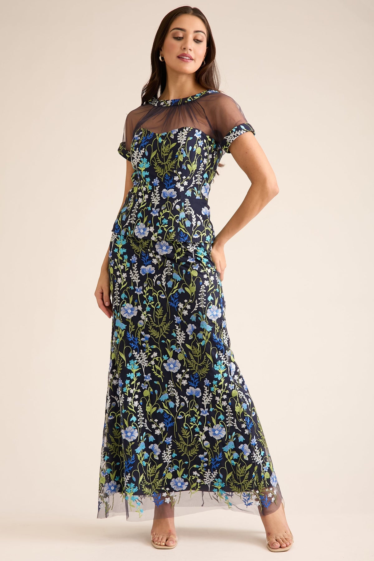 Constance Embroidered Floor Length Skirt in Summer Garden Embroidery