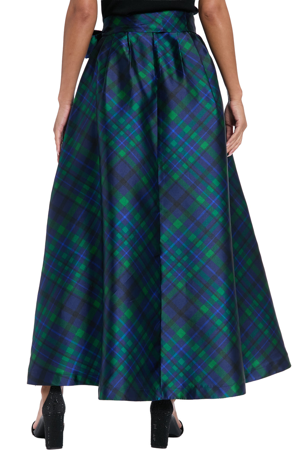 Roosevelt Voluminous Plaid Tie-Front Skirt
